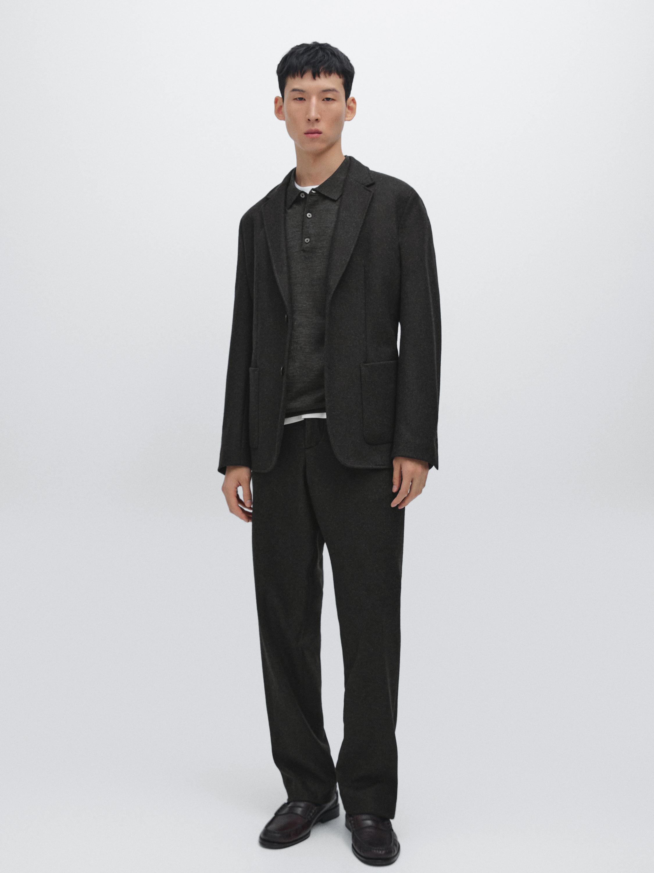 Blazer de fato em mistura de fazenda