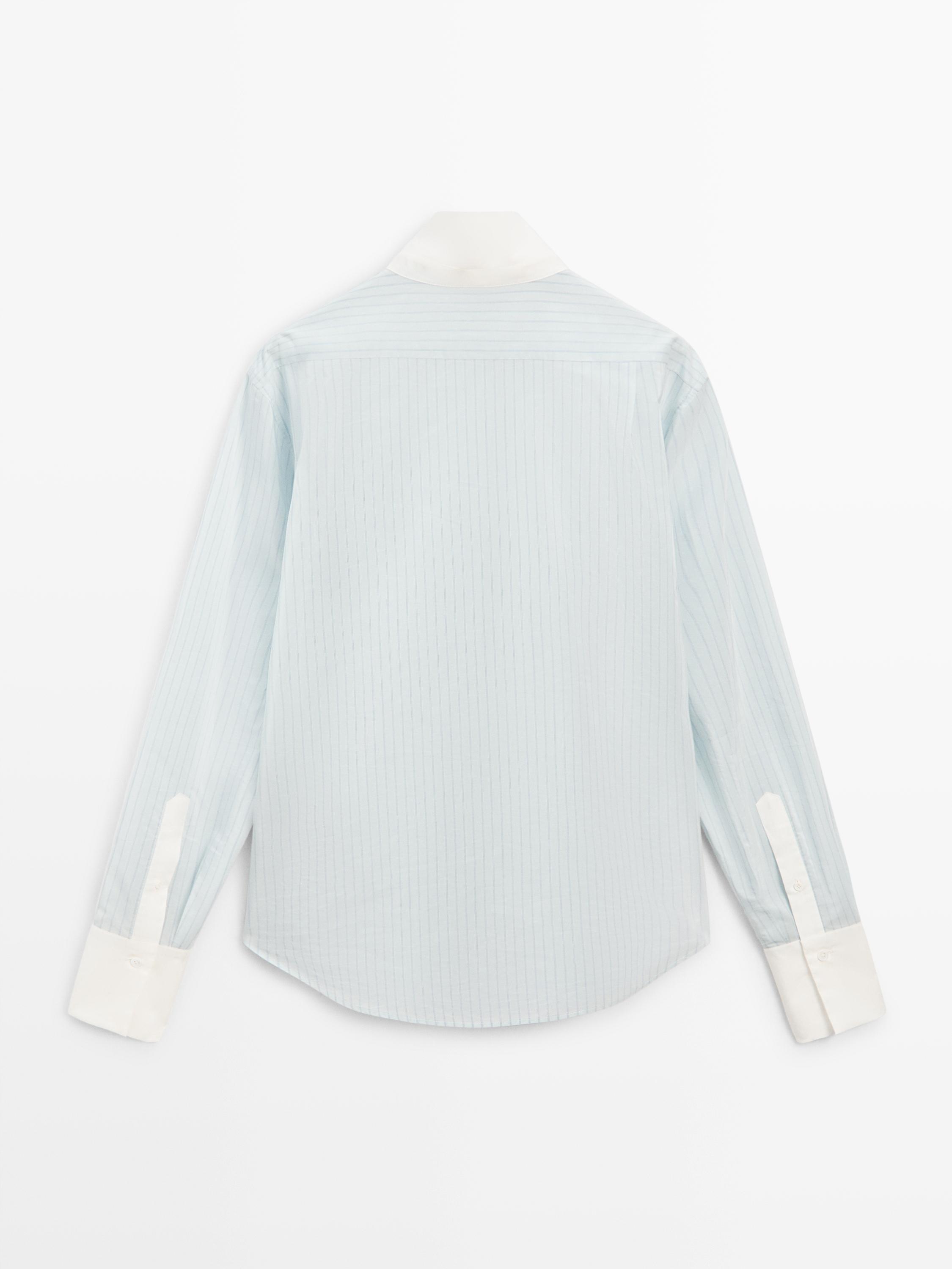 Shirt with contrast stripes - STUDIO — SKY BLUE