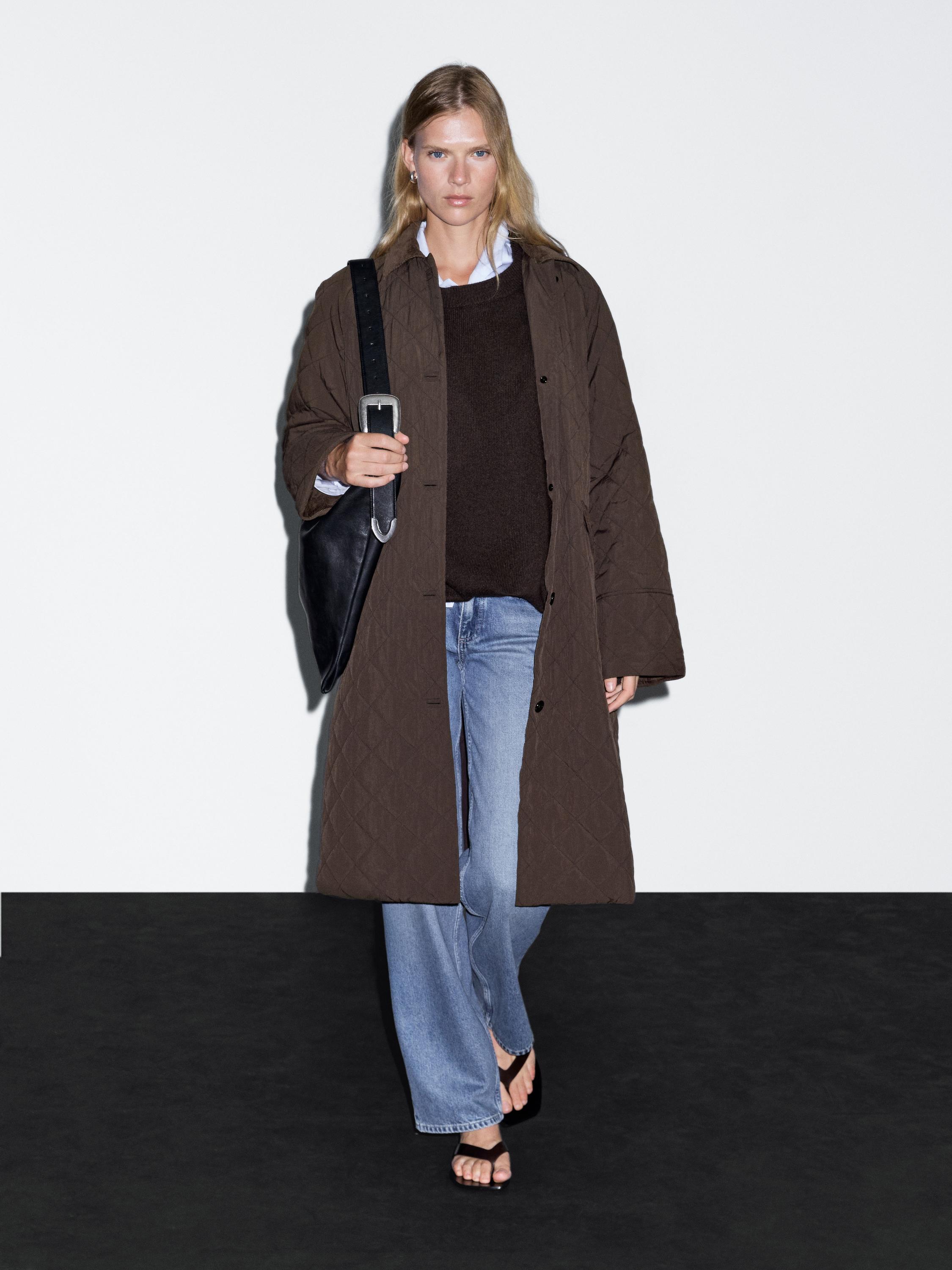 Long coat with corduroy detail