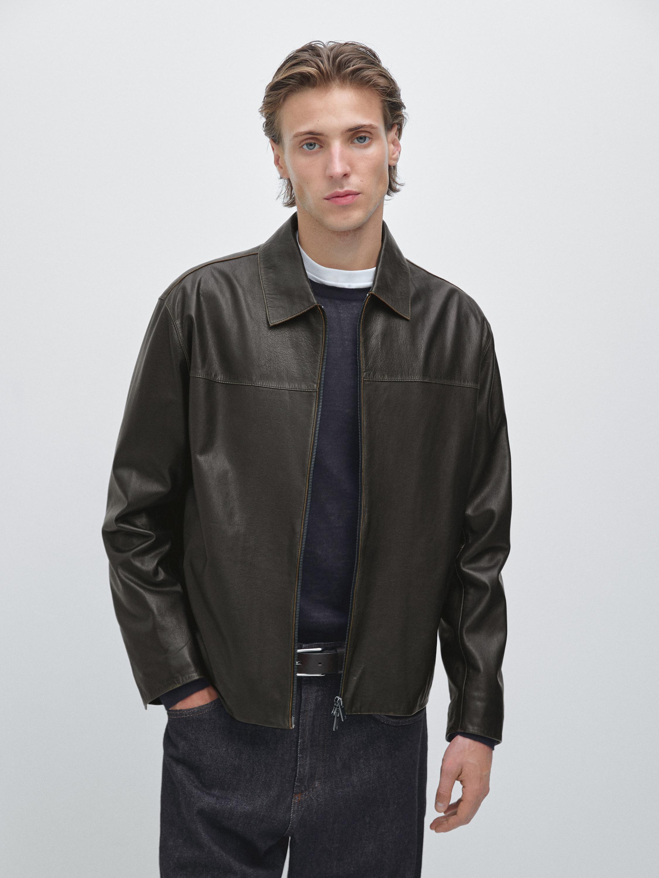 Chaqueta piel efecto desgastado