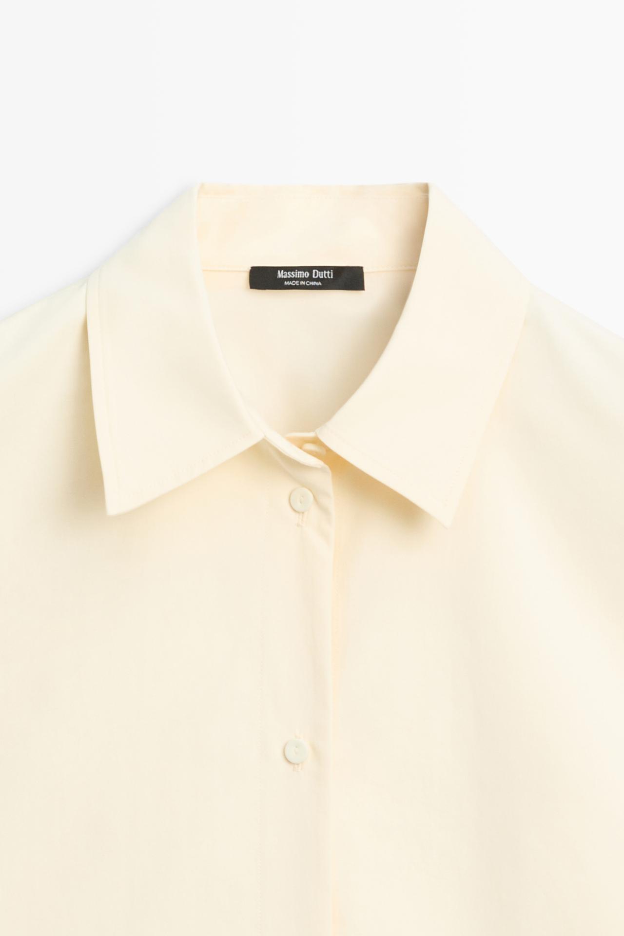 Flowing cotton shirt with belt detail — CREAM