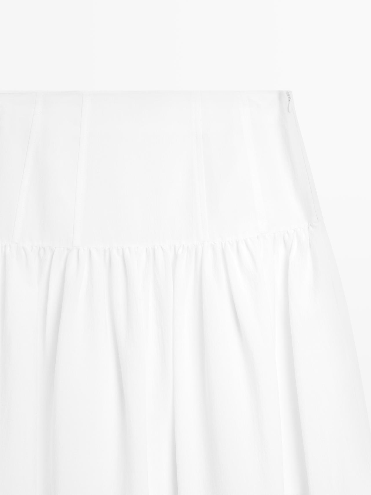 Midi skirt with yoke detail — WHITE