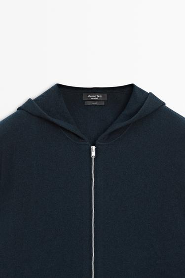 100% cashmere knit cardigan with hood — NAVY BLUE 9