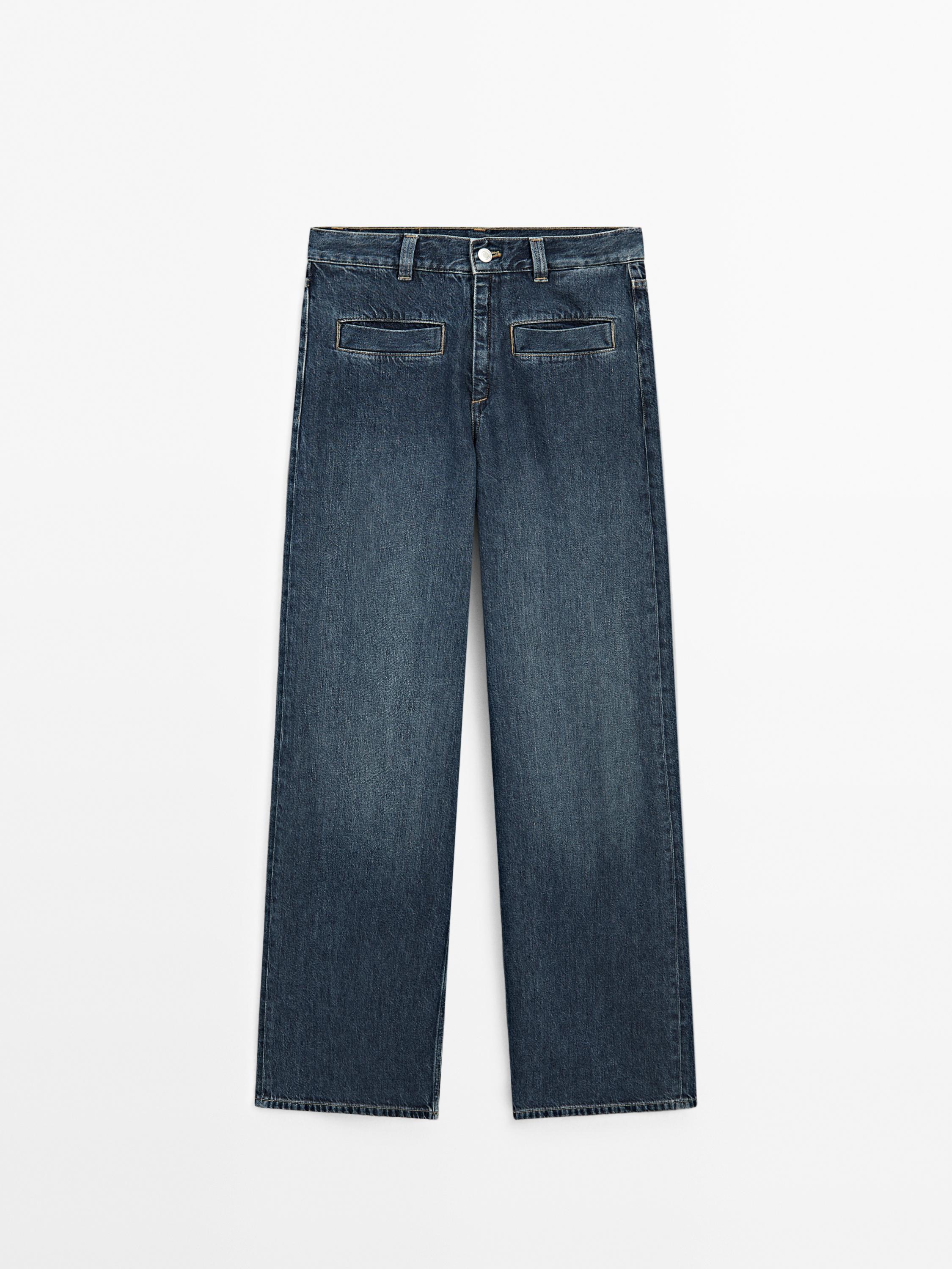 High-waist wide-leg jeans with pockets