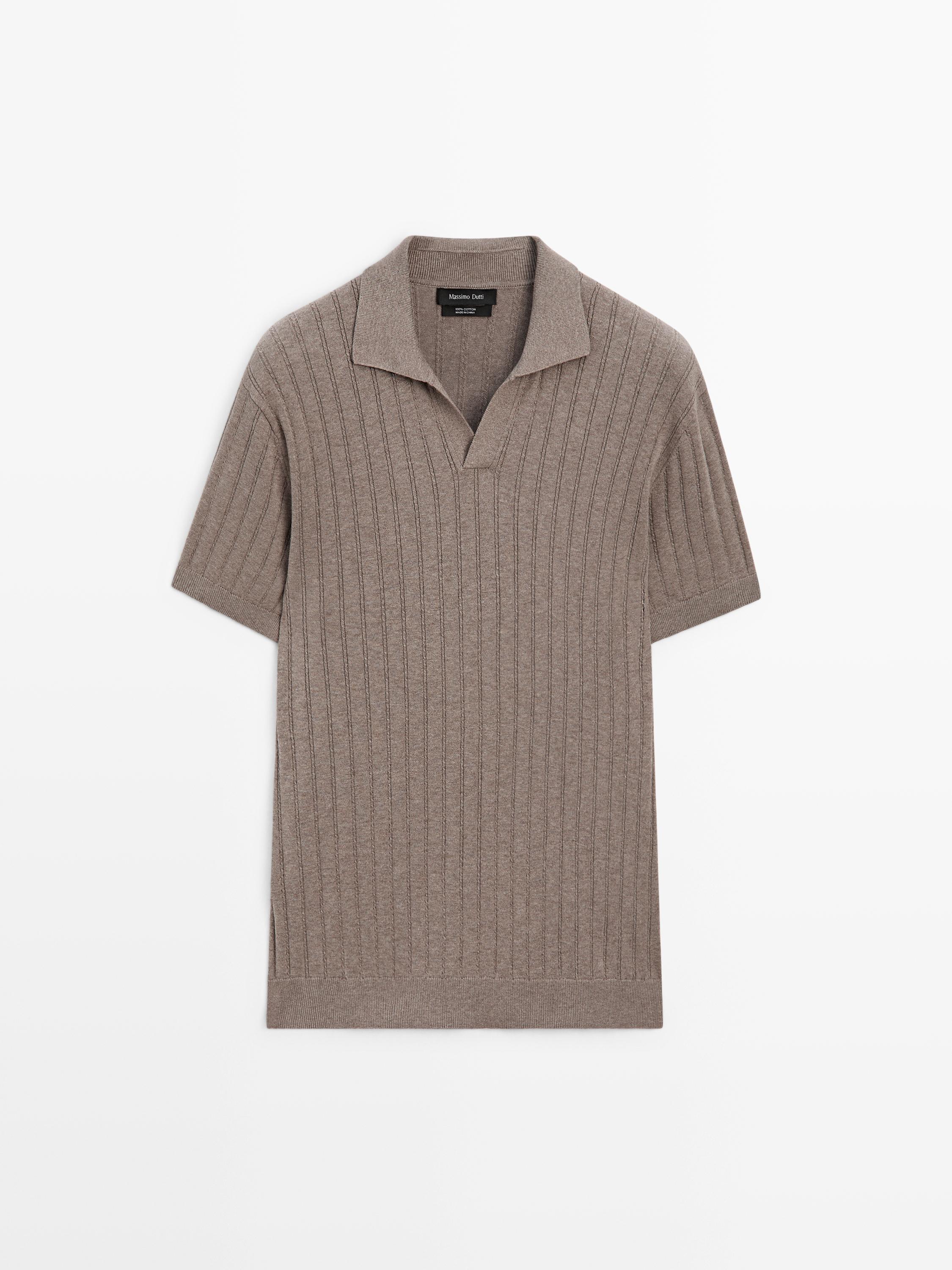 Cable-knit polo sweater — MINK