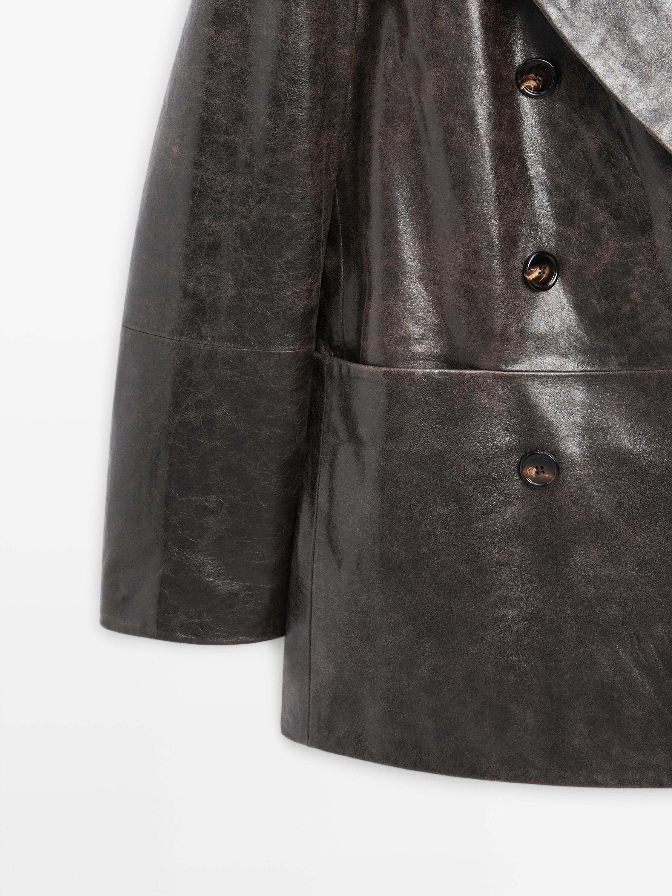 100% nappa leather buttoned blazer - STUDIO — BROWN
