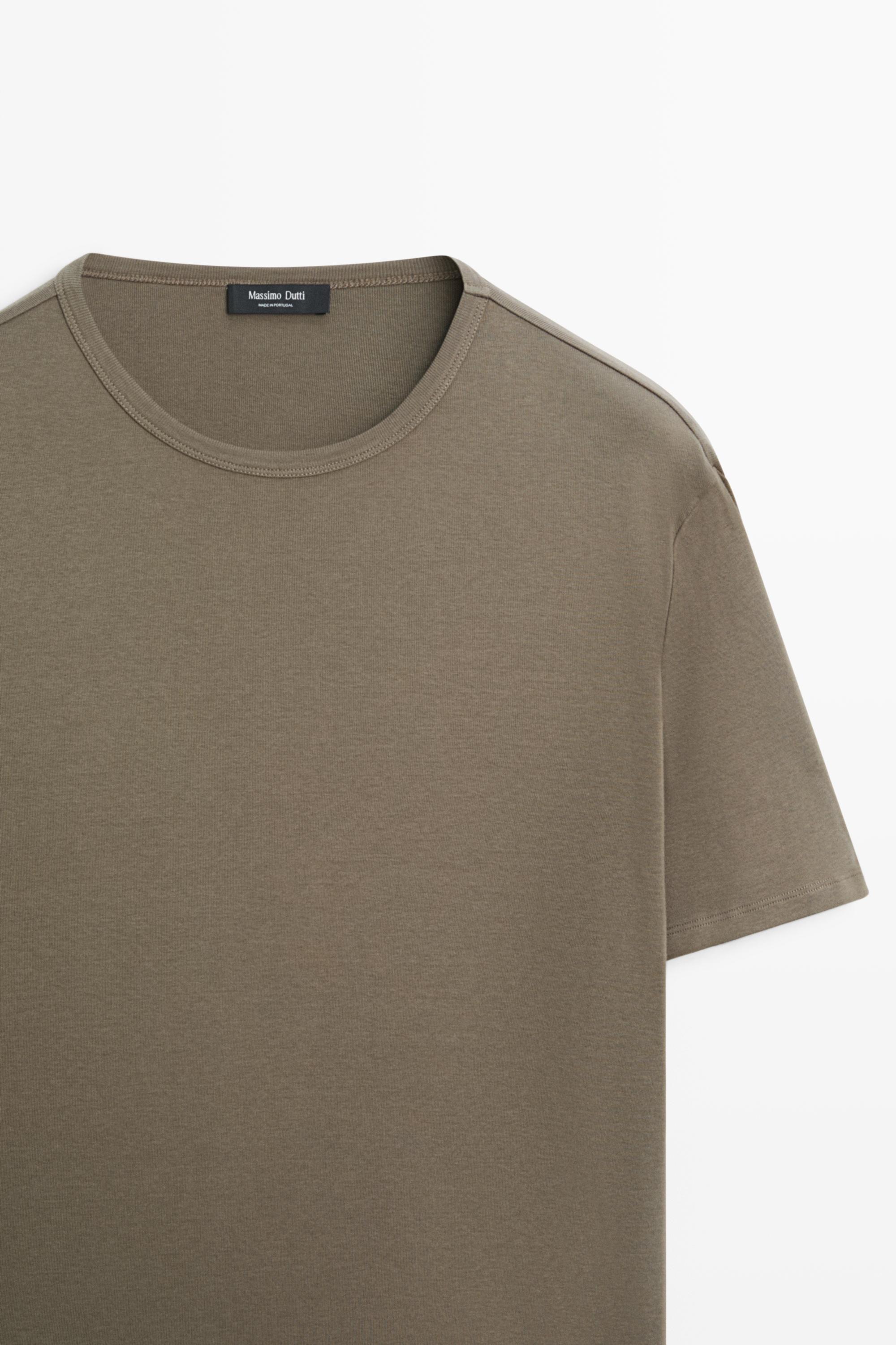 100% cotton short-sleeve T-shirt — KHAKI