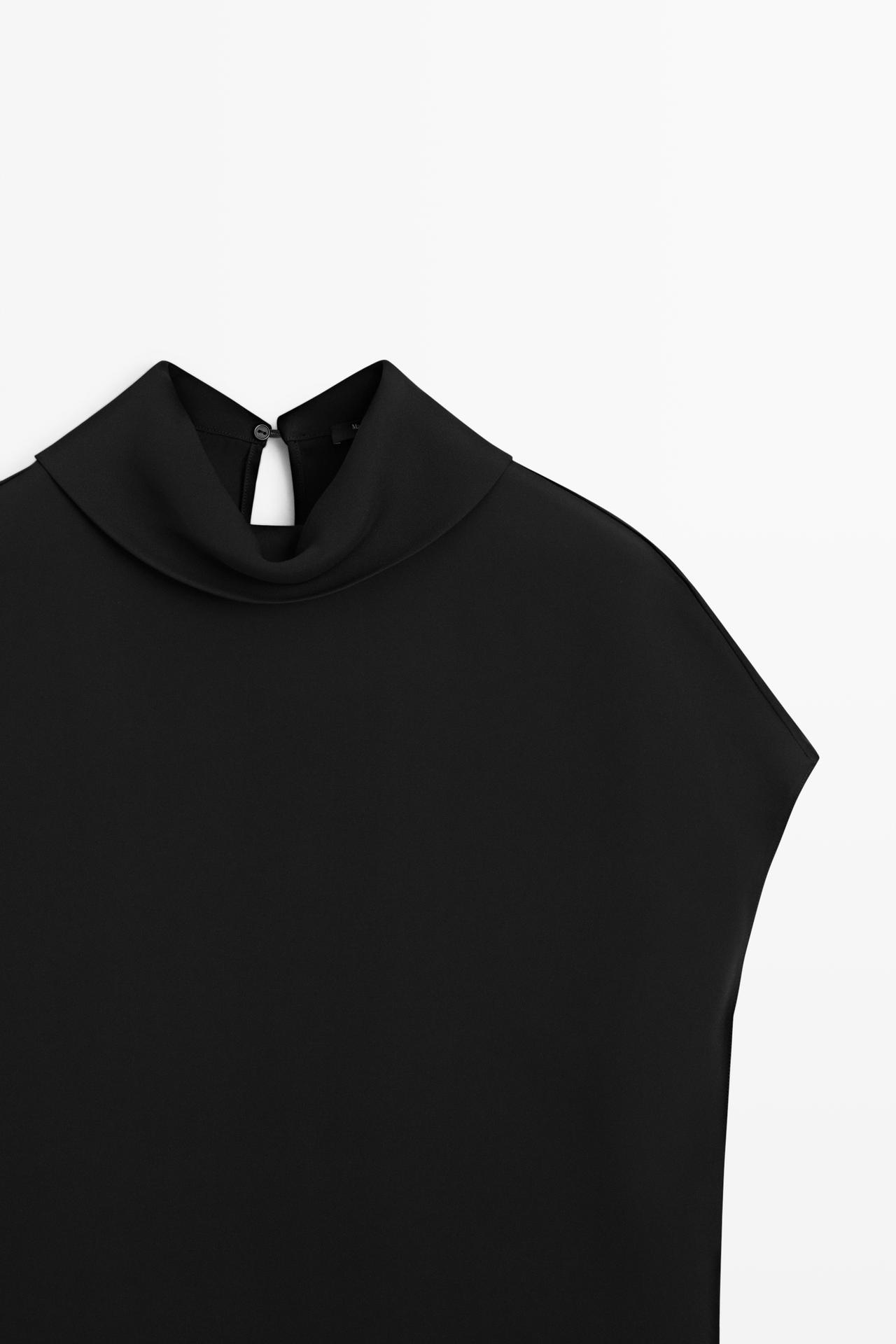 Sleeveless roll neck top — BLACK