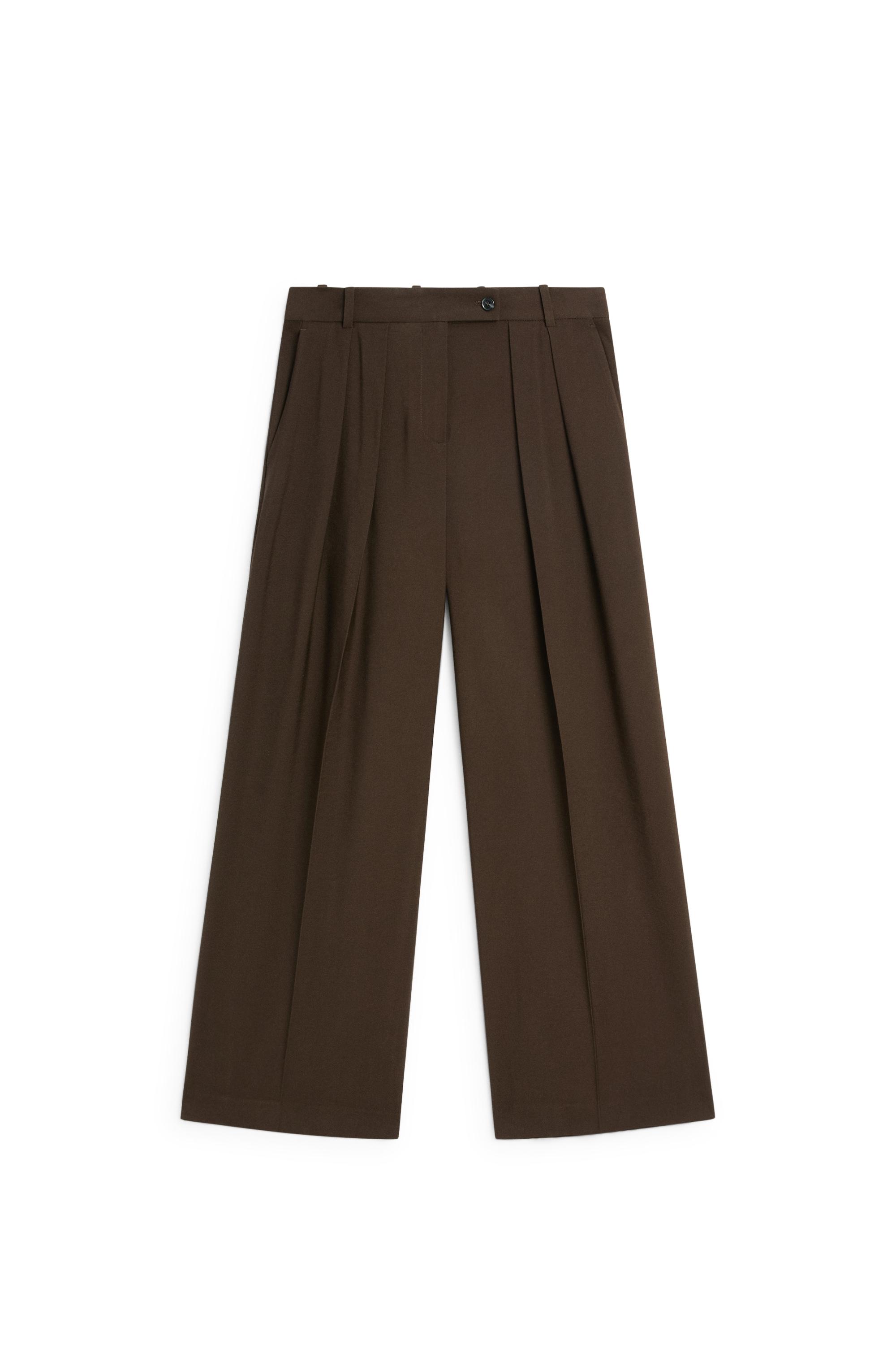 Wide-leg pants with pleats — Chocolate