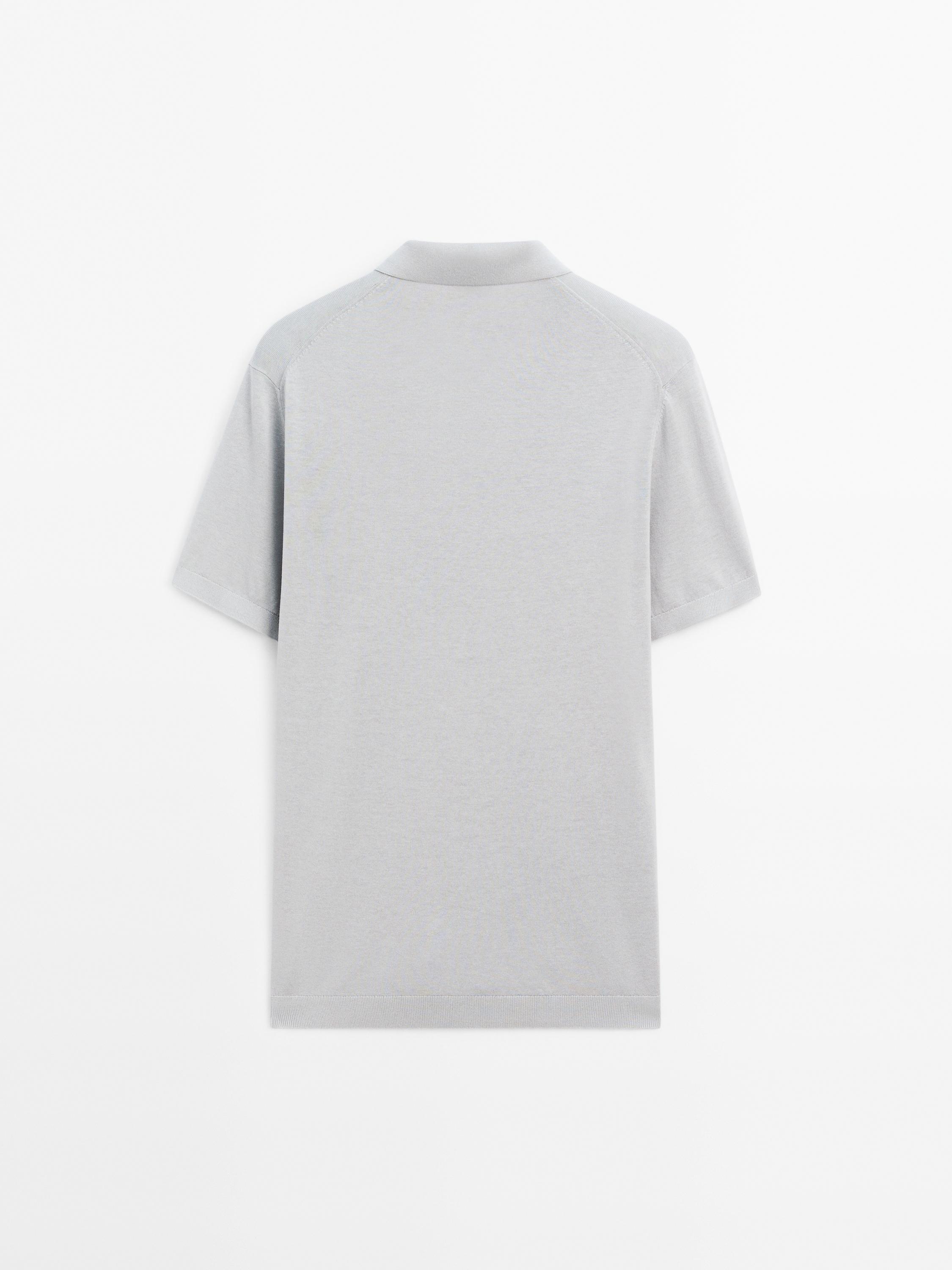 Cotton blend knit polo shirt