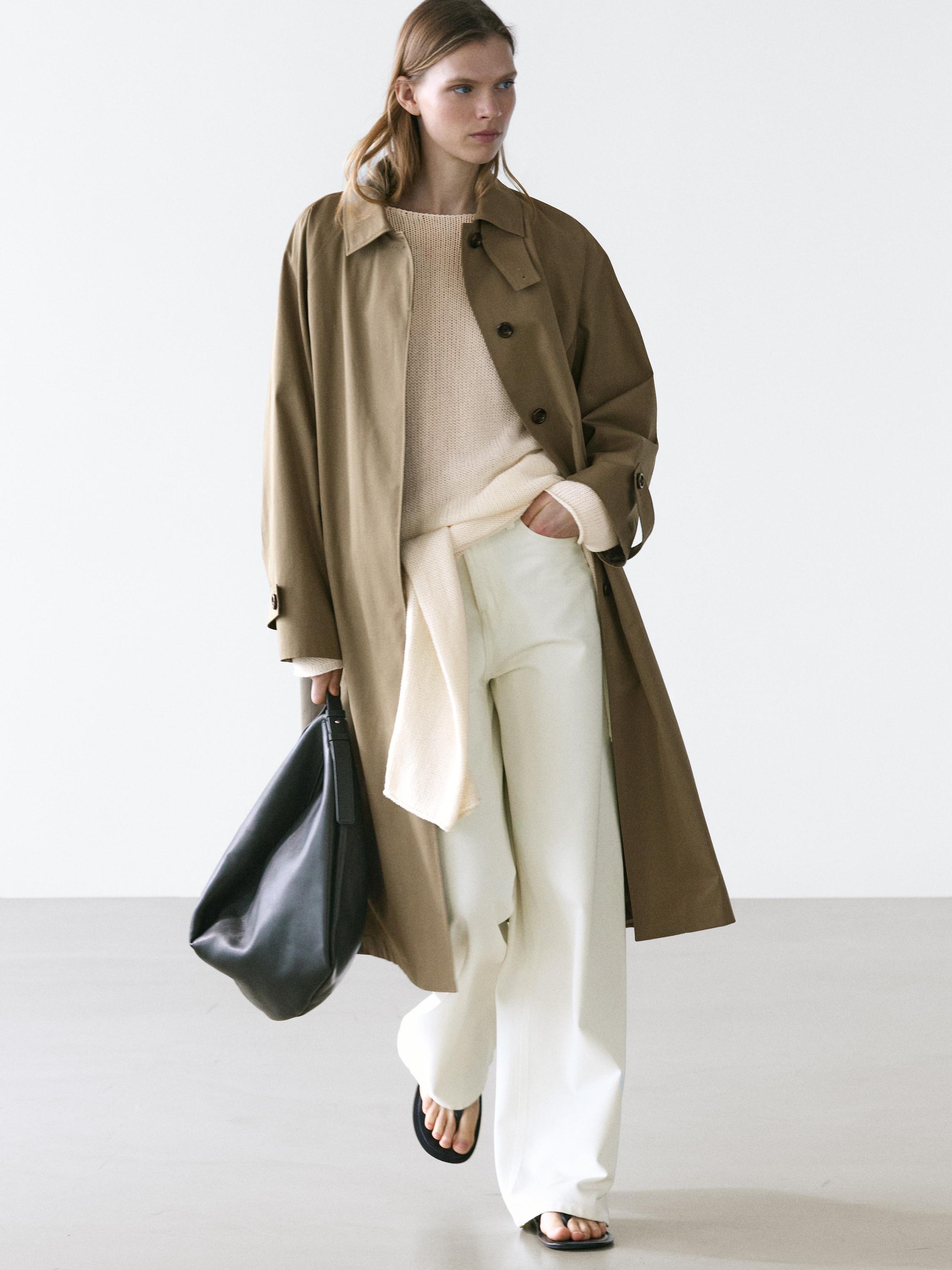 Gabardina trench oversize com forro xadrez