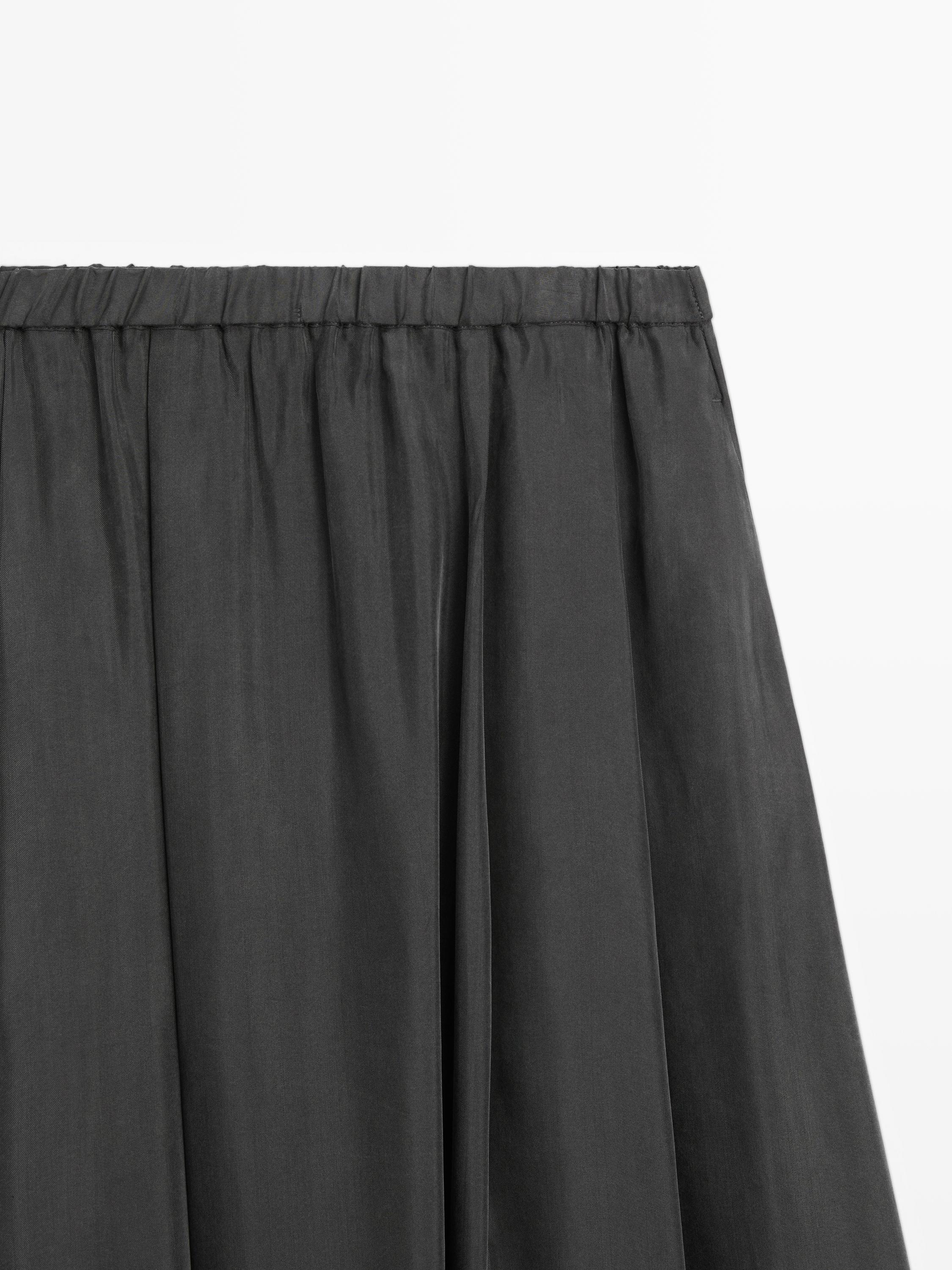 Falda midi punto evasé mezcla algodón