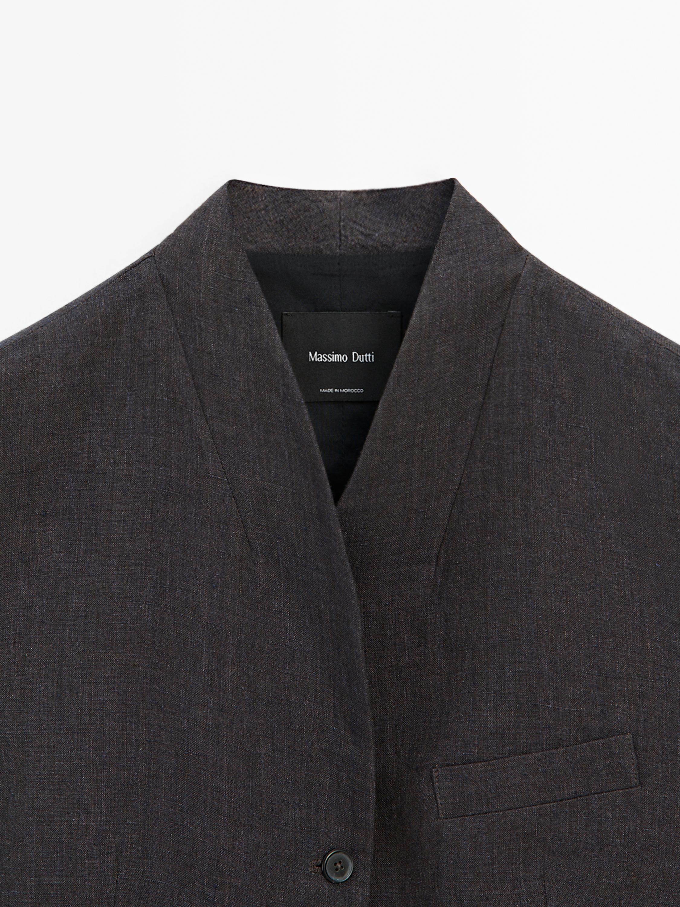 Colete com decote em bico 100% linho