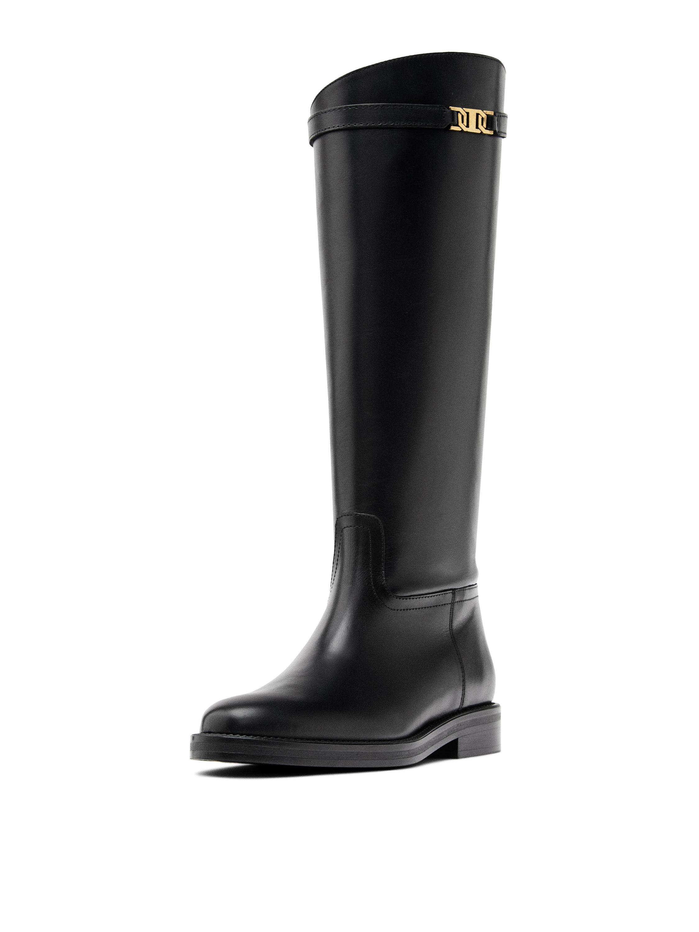 Leather riding boots — BLACK