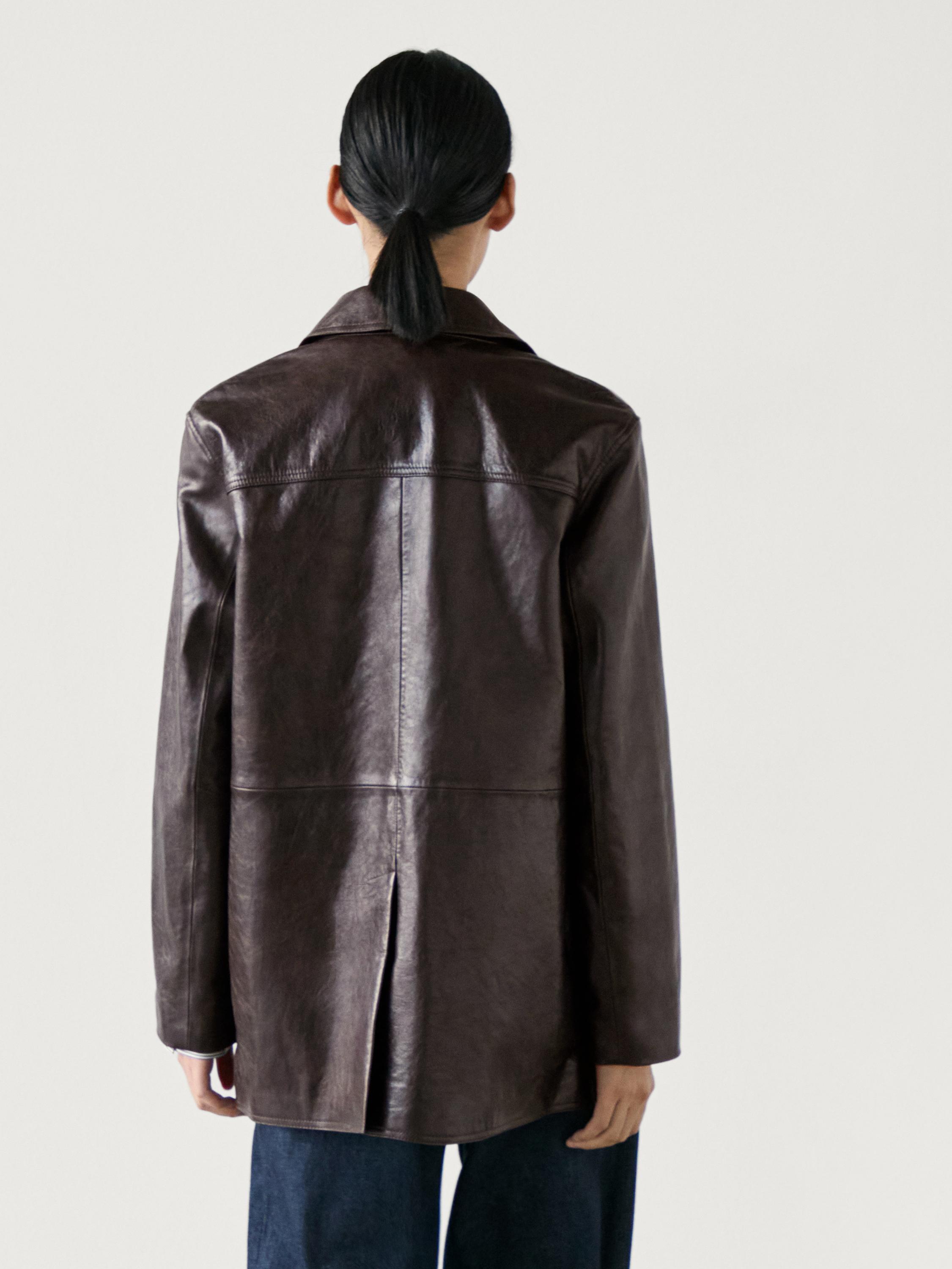 Nappa leather textured blazer