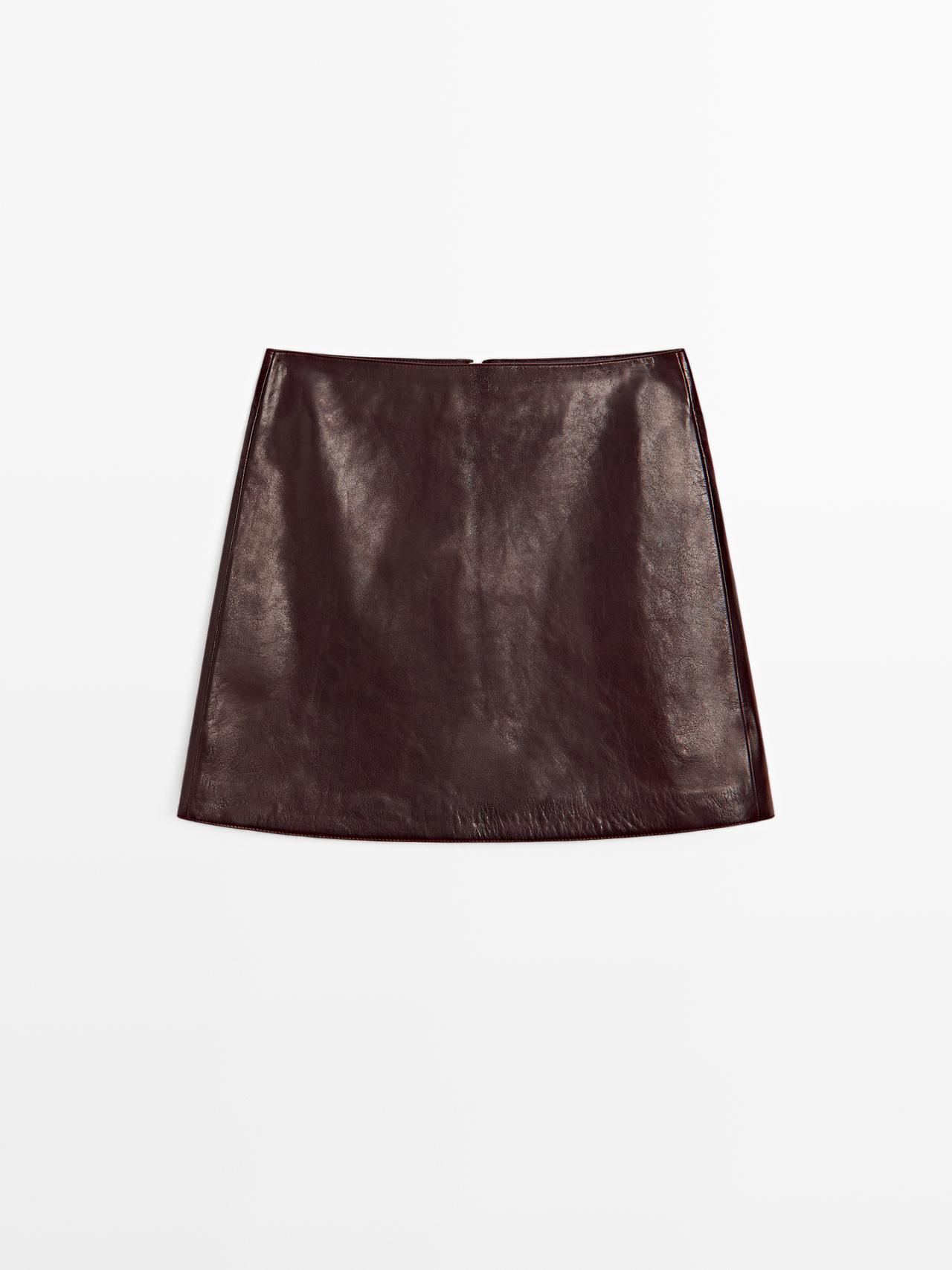 Massimo Dutti - Dames - Korte Nappaleren Rok - Bordeaux - L