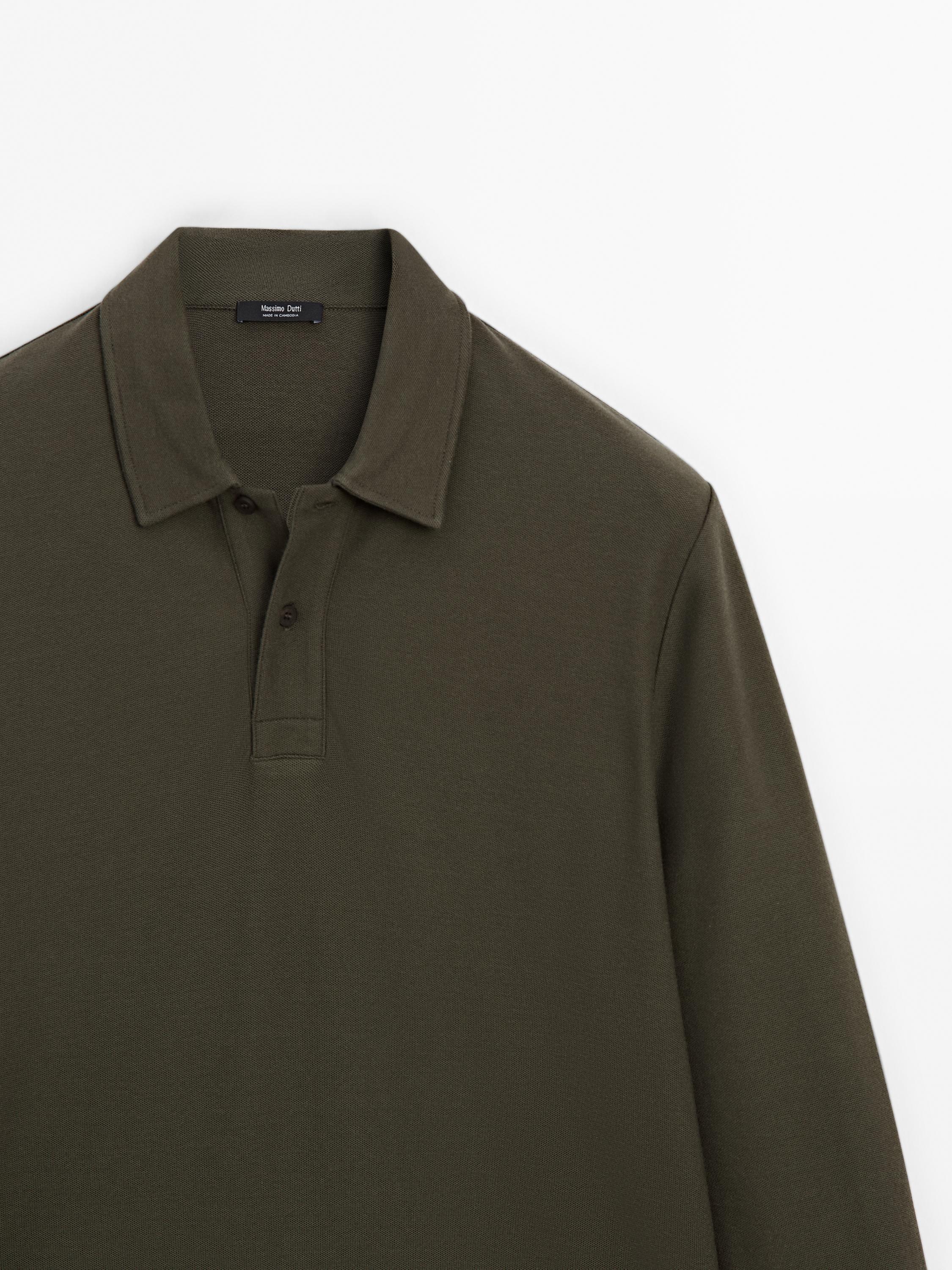 Cotton blend knit polo sweater