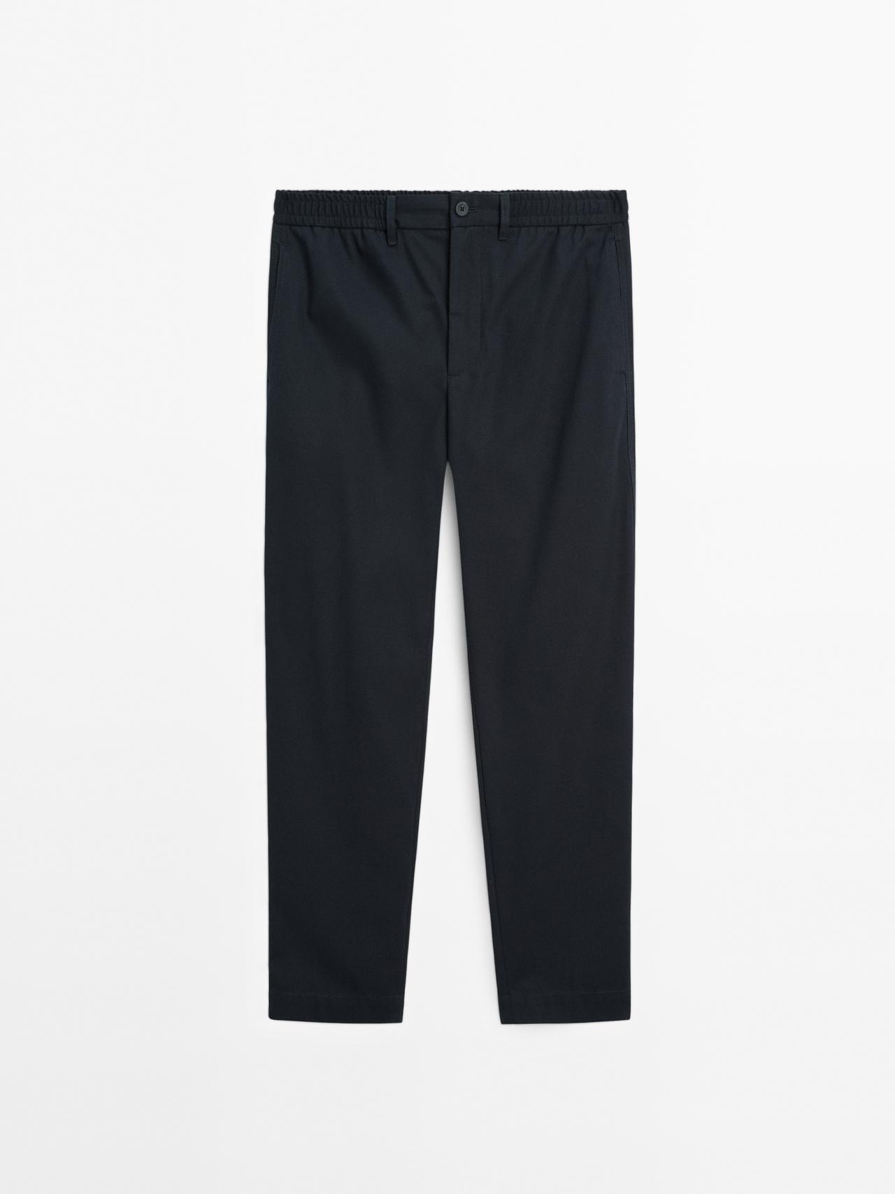 Massimo Dutti - Herre - Jogger Fit Bukser I 100 % Bomuld - Marineblå - M