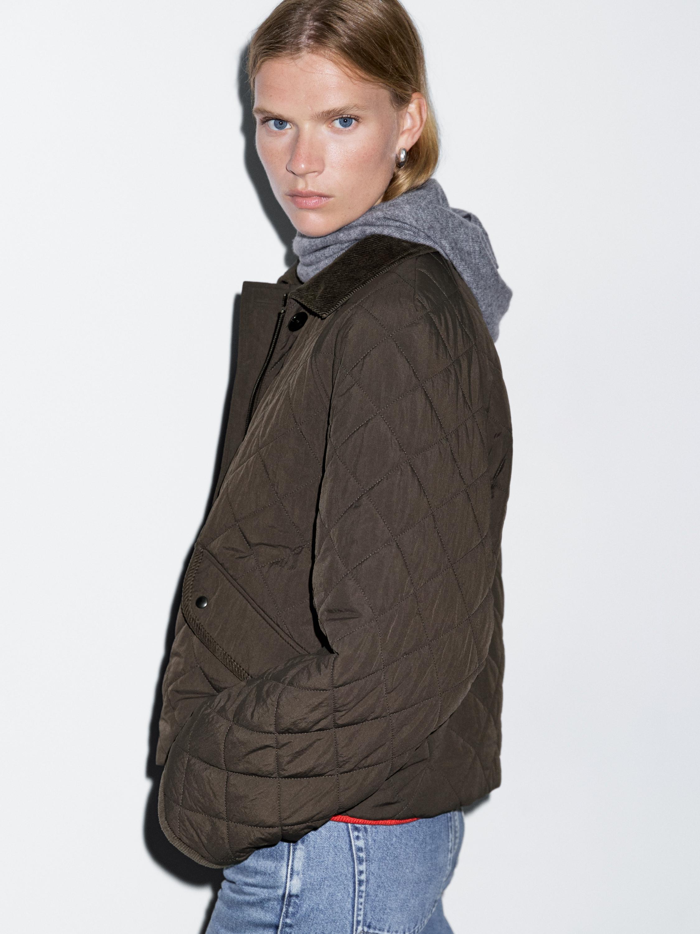 Short lightweight jacket with corduroy detail