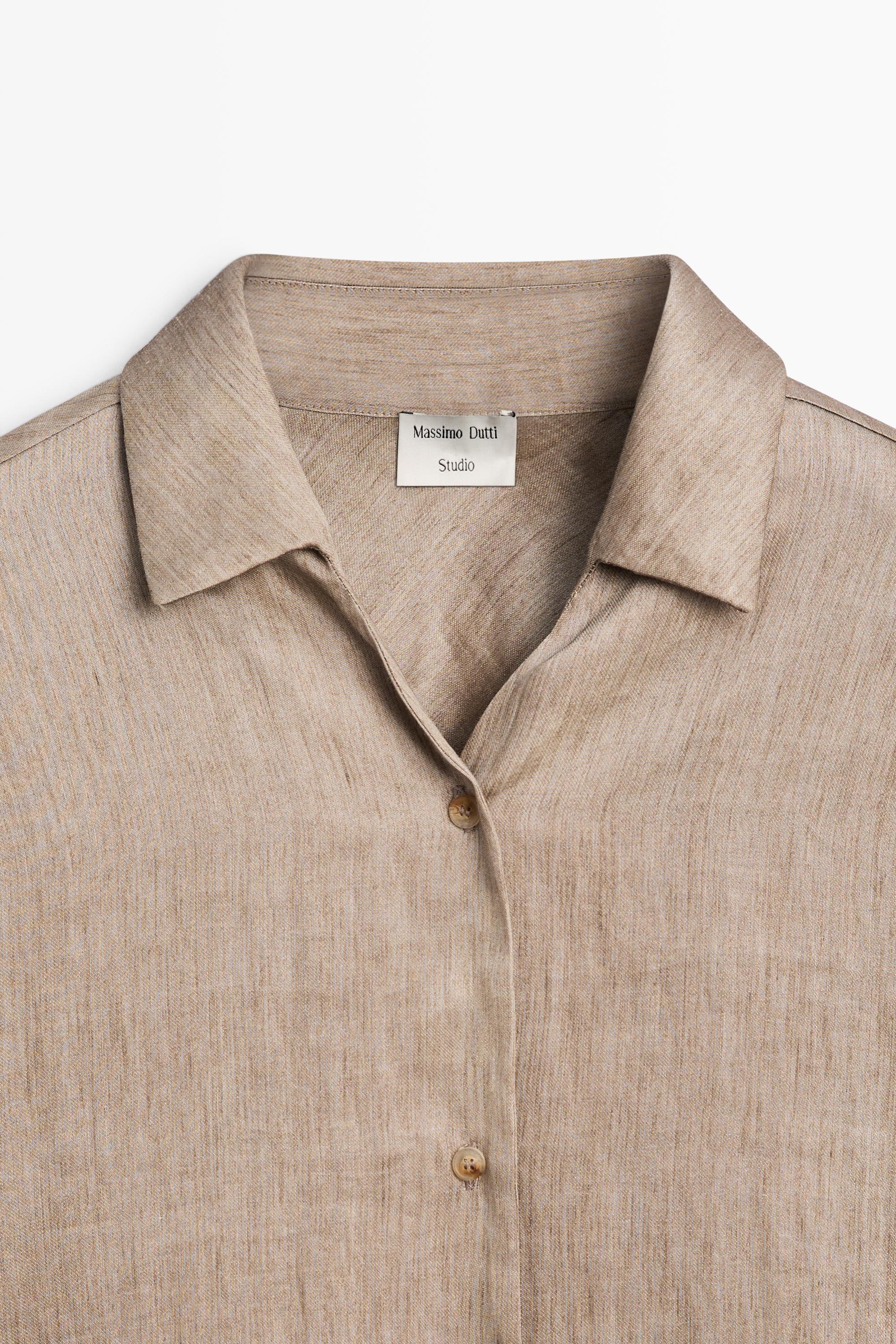 Studio satin flowing shirt — STONE