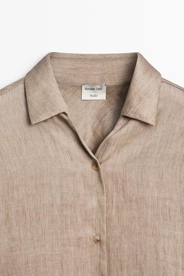 Studio satin flowing shirt — STONE 4