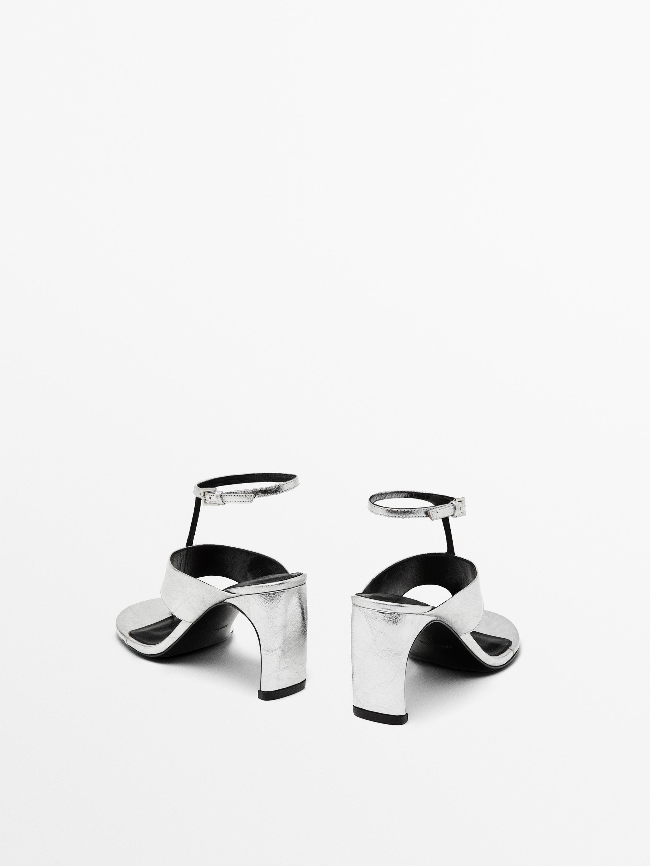 Metallic heeled sandals
