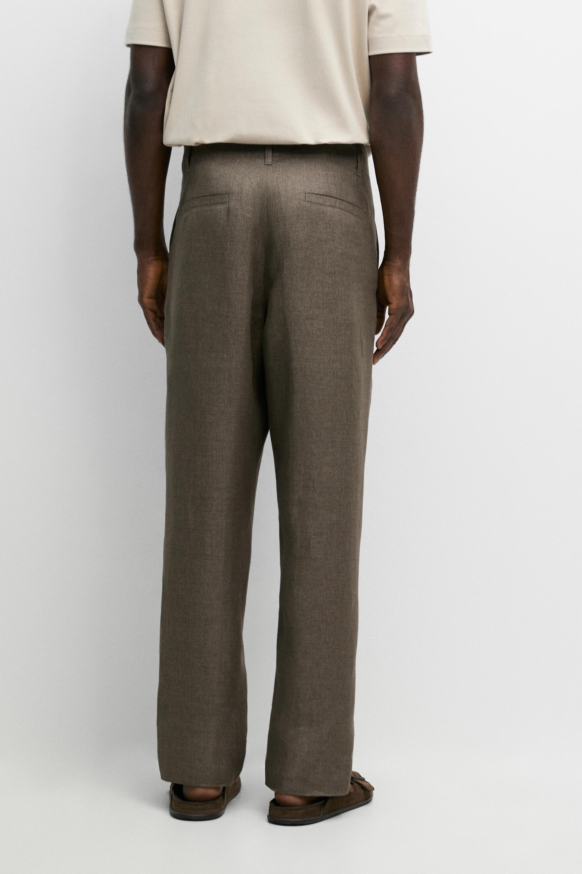 100% linen faded total look pants — GREENISH