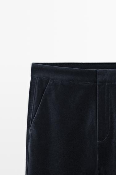 Velvet skinny flare fit pants — Dark Blue 4