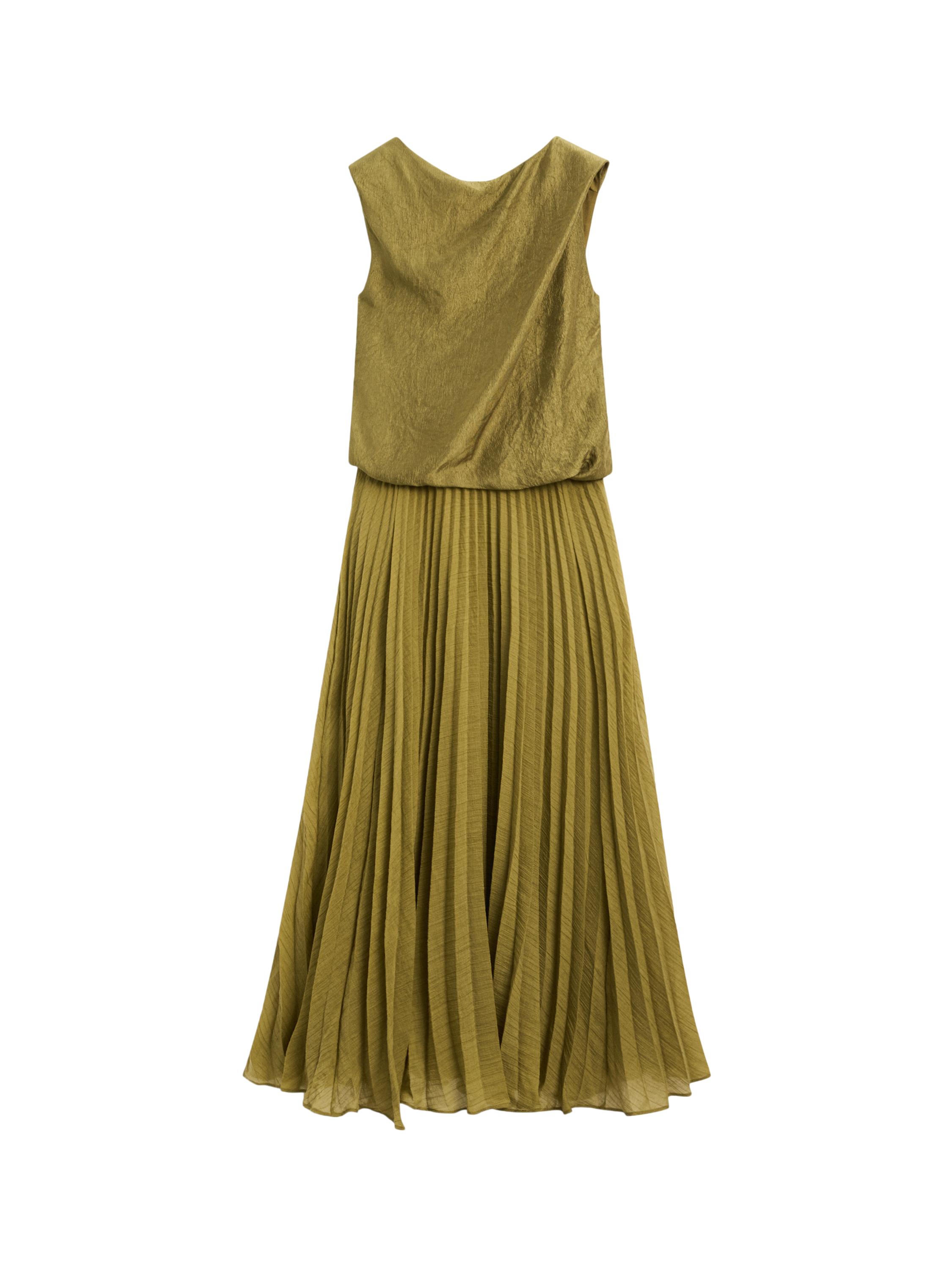 Massimo Dutti LONG Matching Dress WITH Pleated Detail Maxi dress, Women's, Size: Large, Green