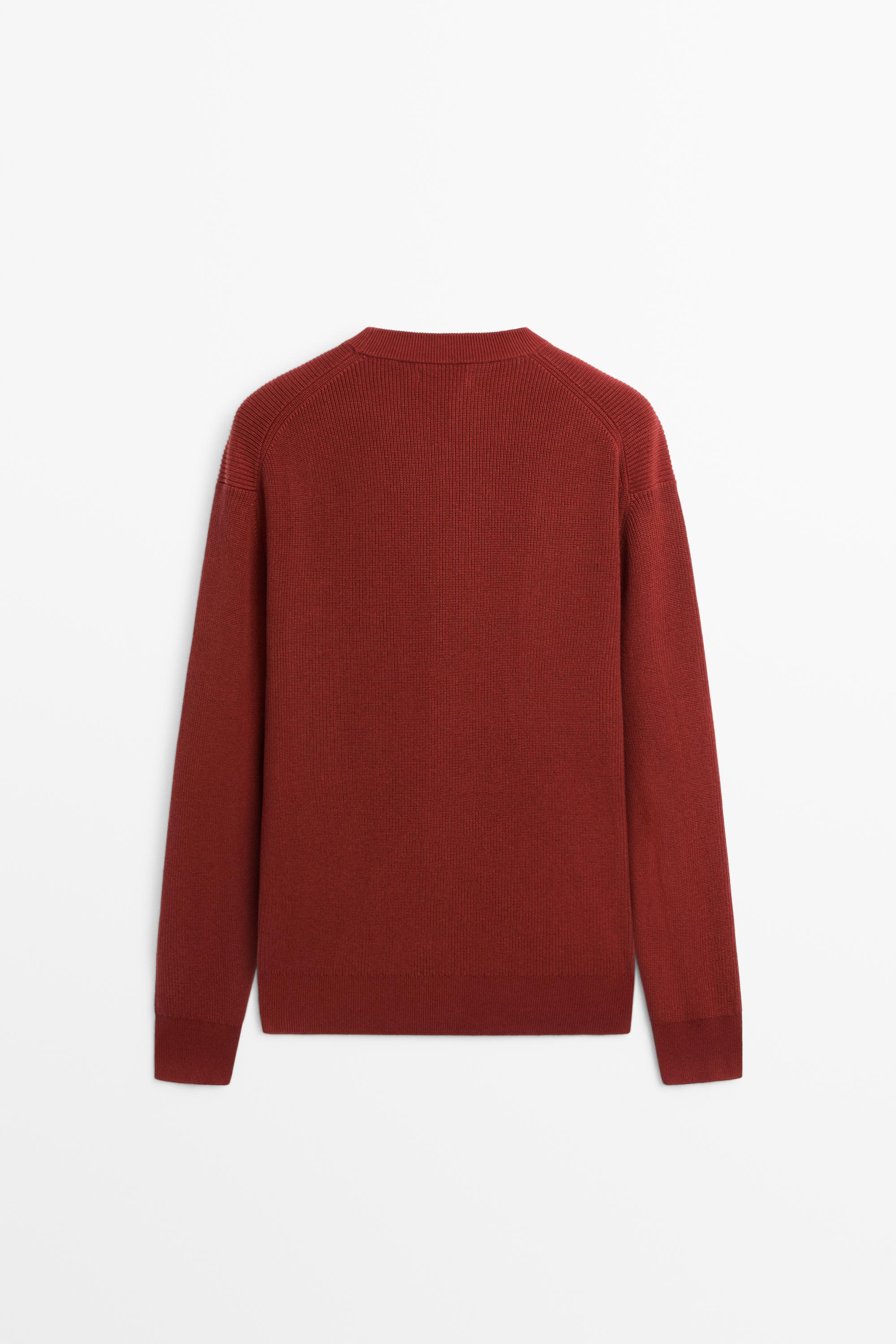 Round neck knit sweater — ORANGE