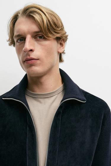 Mixed fabric Suede jacket — NAVY BLUE 8