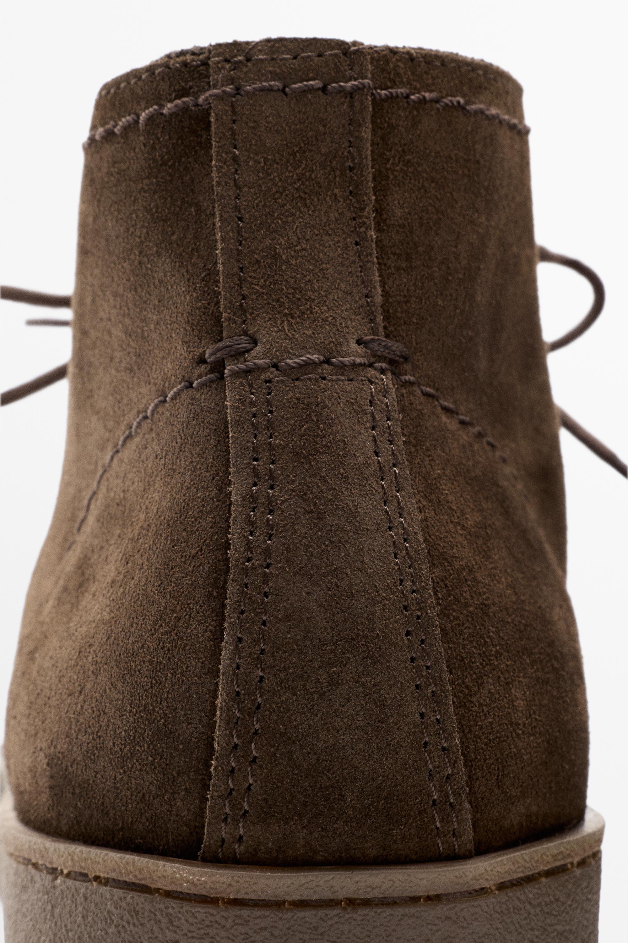 Split suede moc toe ankle-boot shoe — BROWN