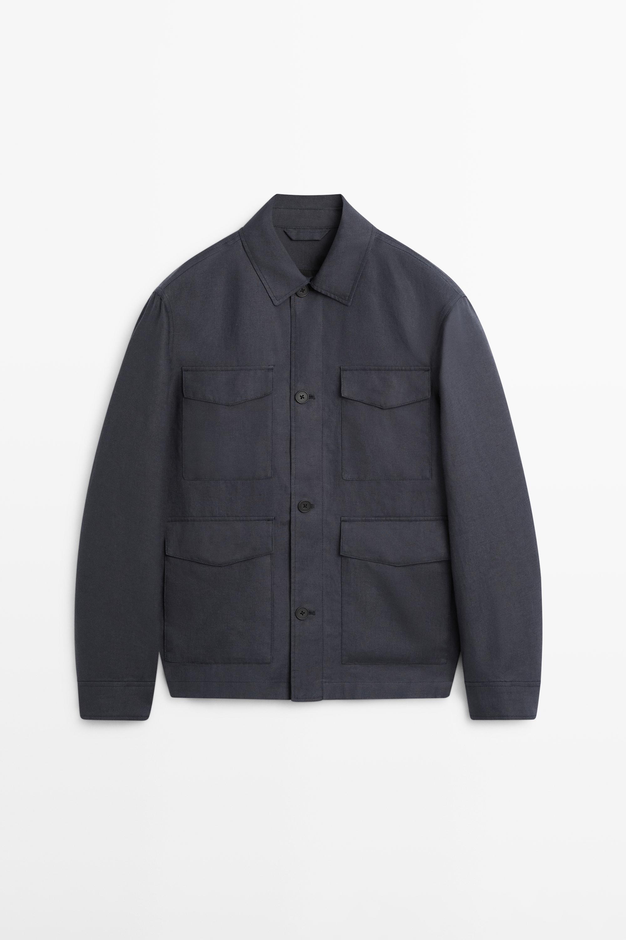 Lightweight linen jacket with pockets — BLUE