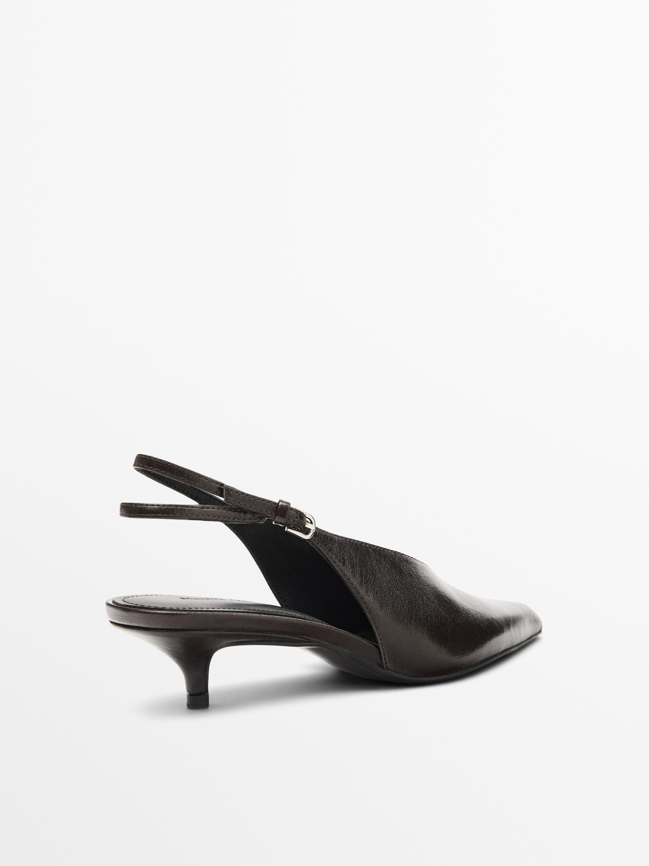 Leather high-heel mules — BROWN