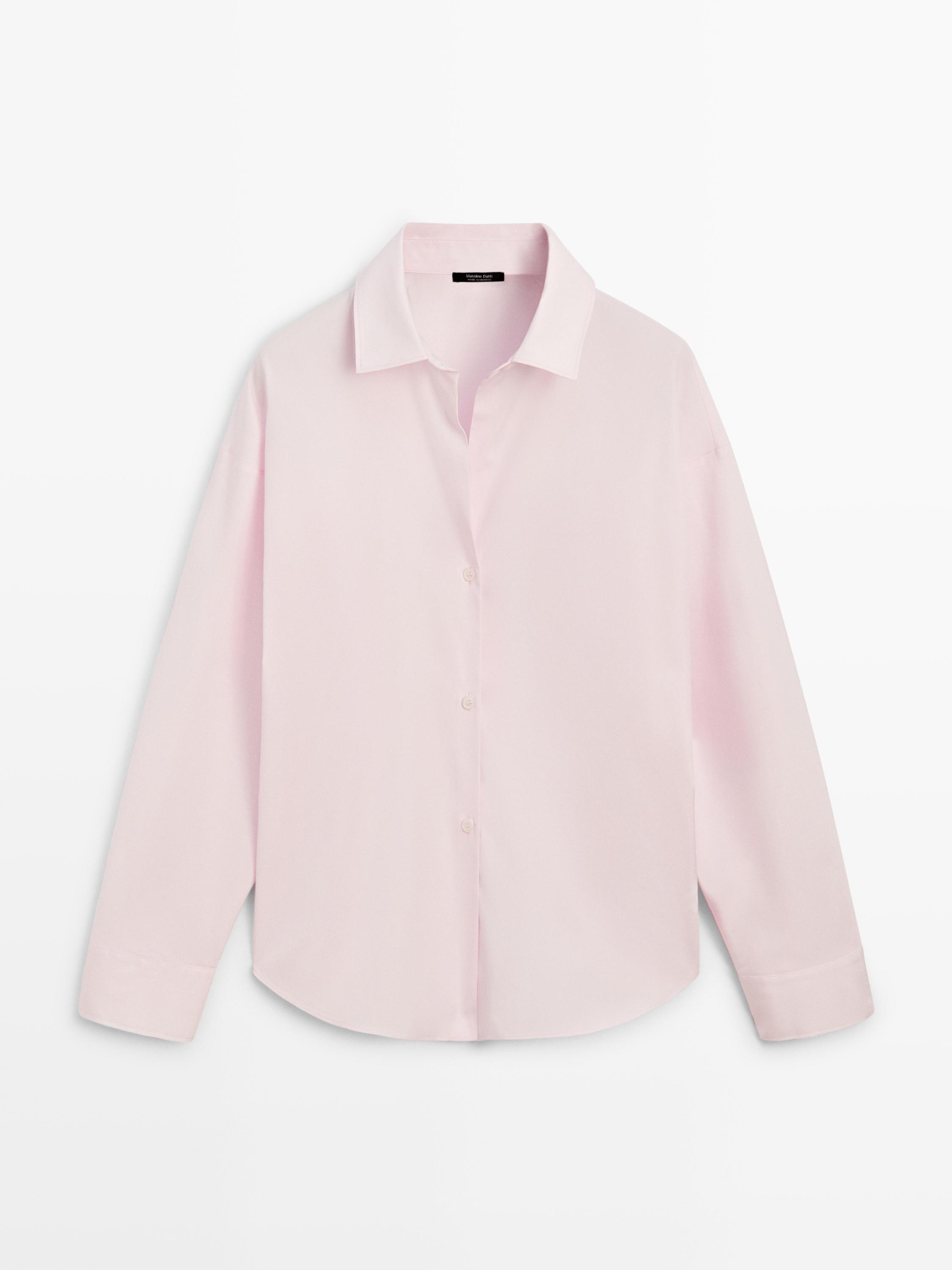 Camisa de popelina com detalhe de pregas de algodão