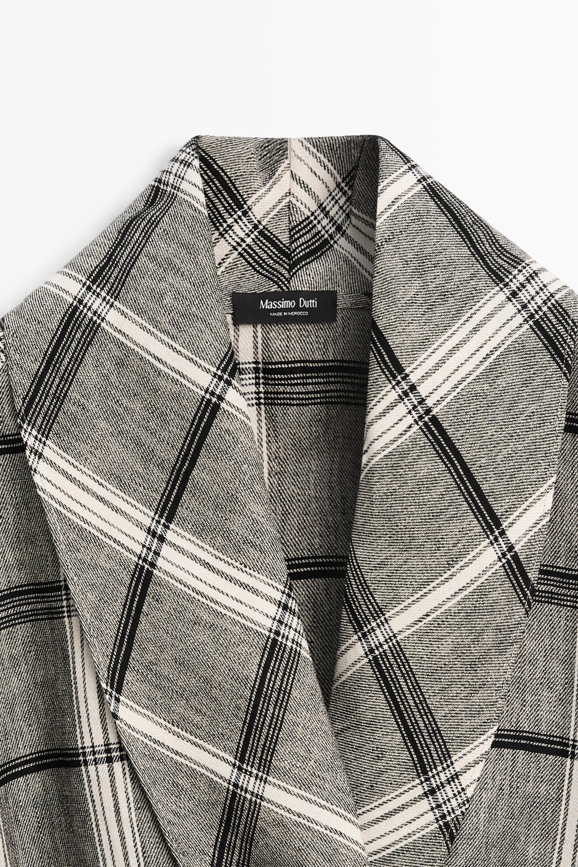 Check tie-detail overshirt — MEDIUM GREY