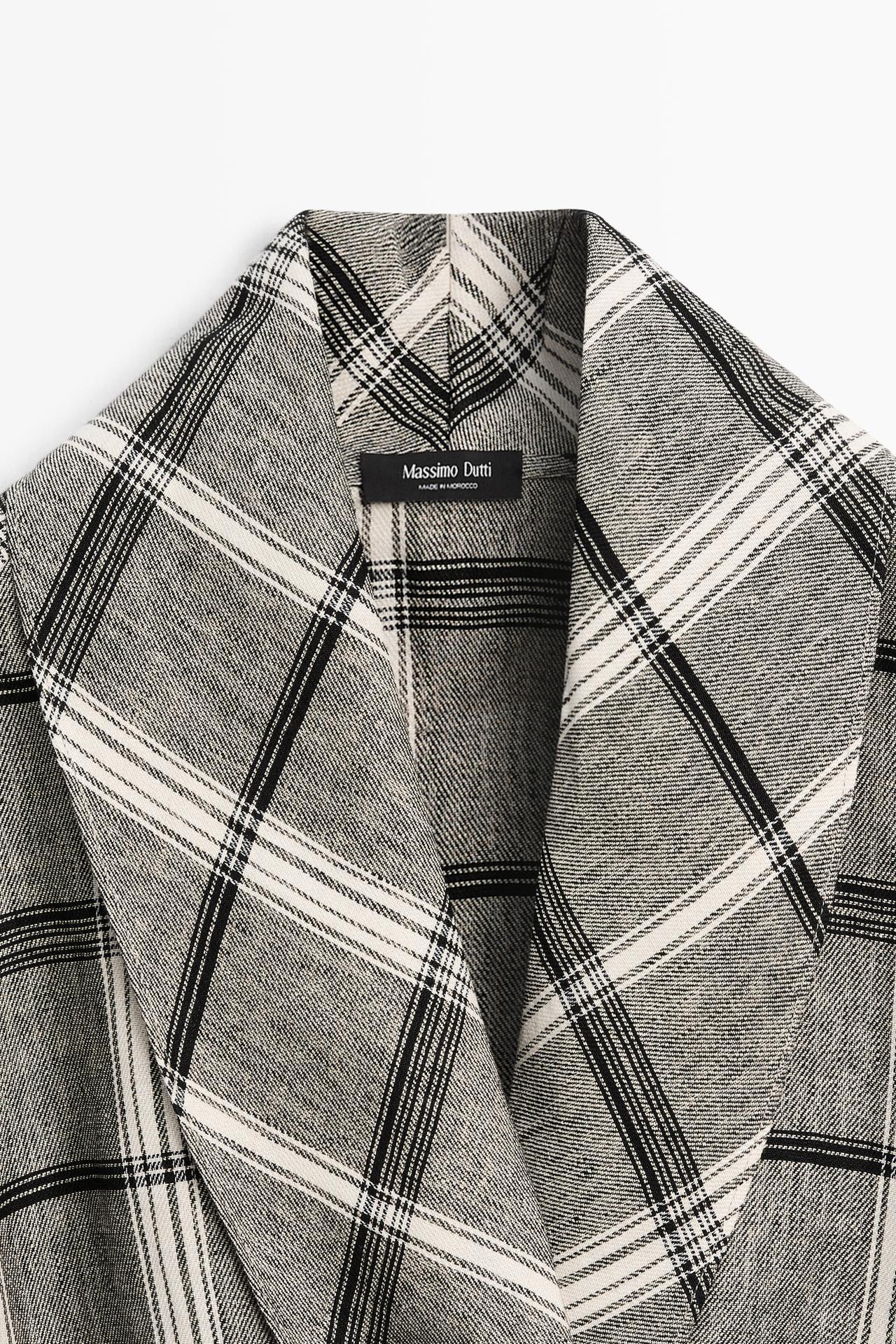 Check tie-detail overshirt — MEDIUM GREY