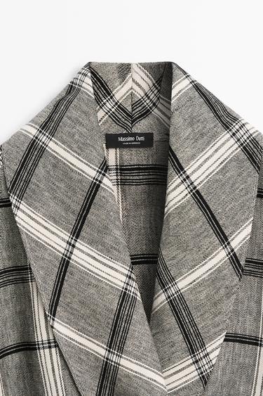 Check tie-detail overshirt — MEDIUM GREY 4