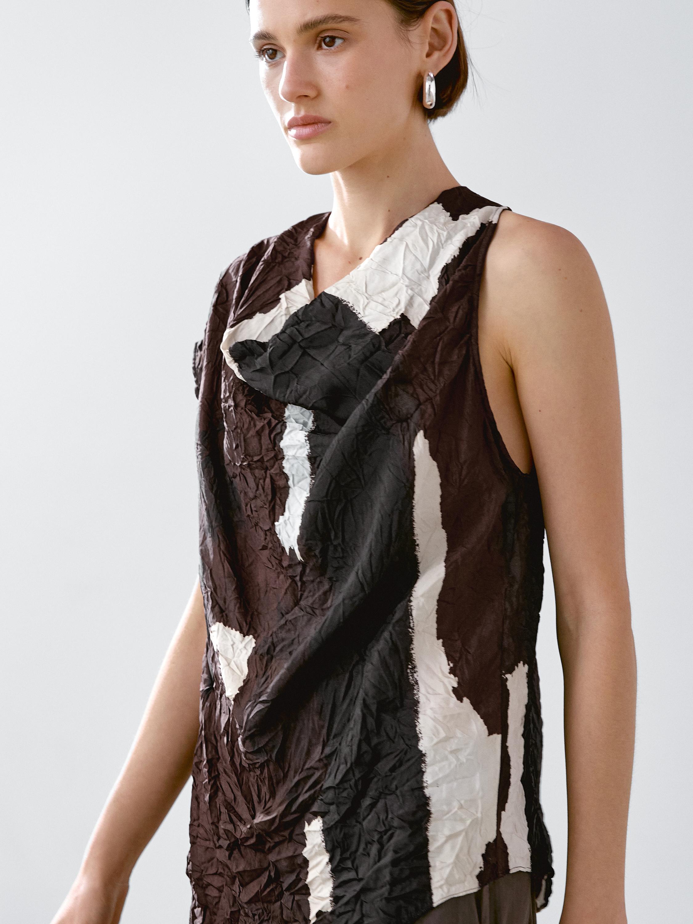 Colour block top with fabric detail