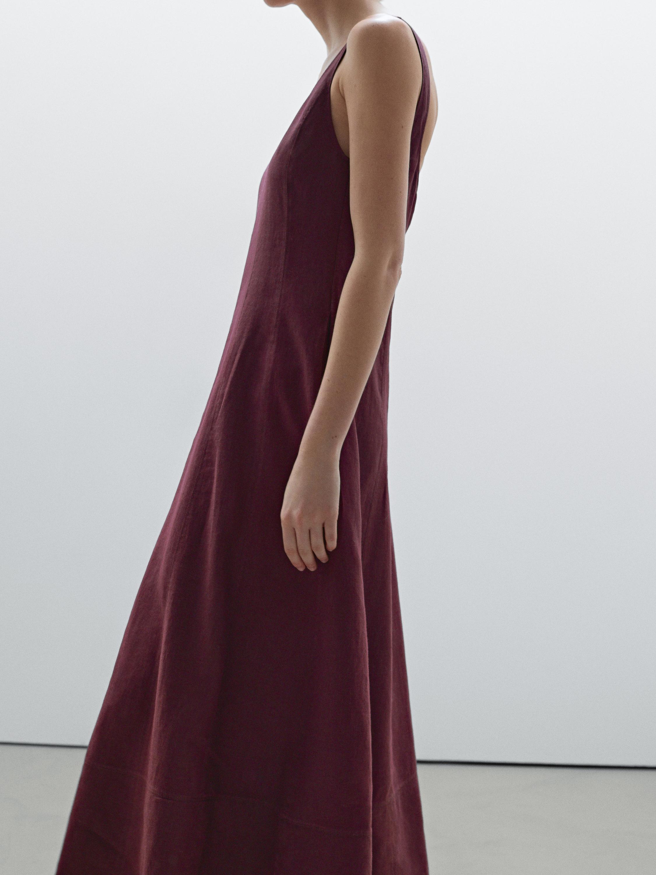 فستان طويل فضفاض كتان 100%