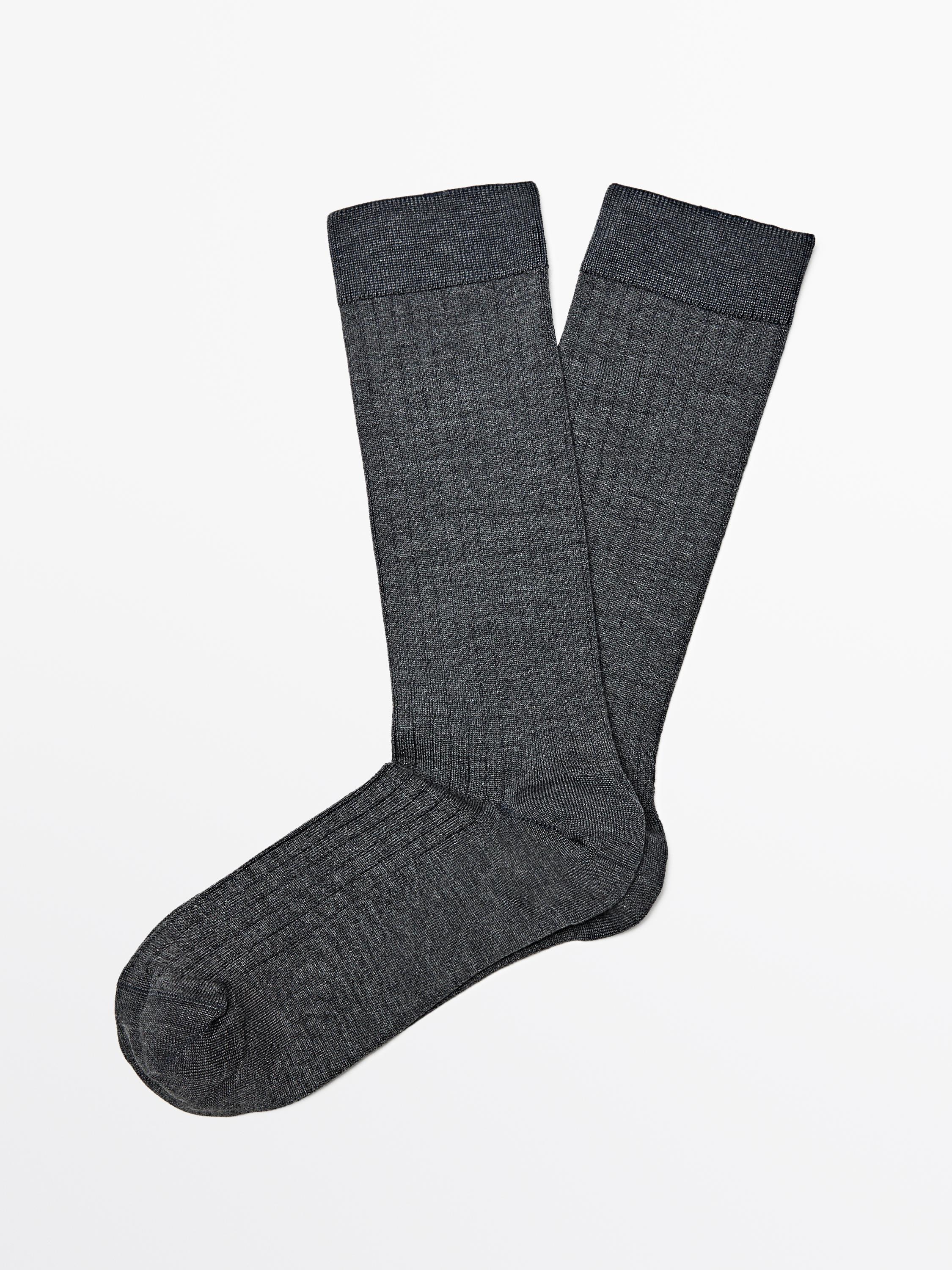 Ribbed silk blend socks