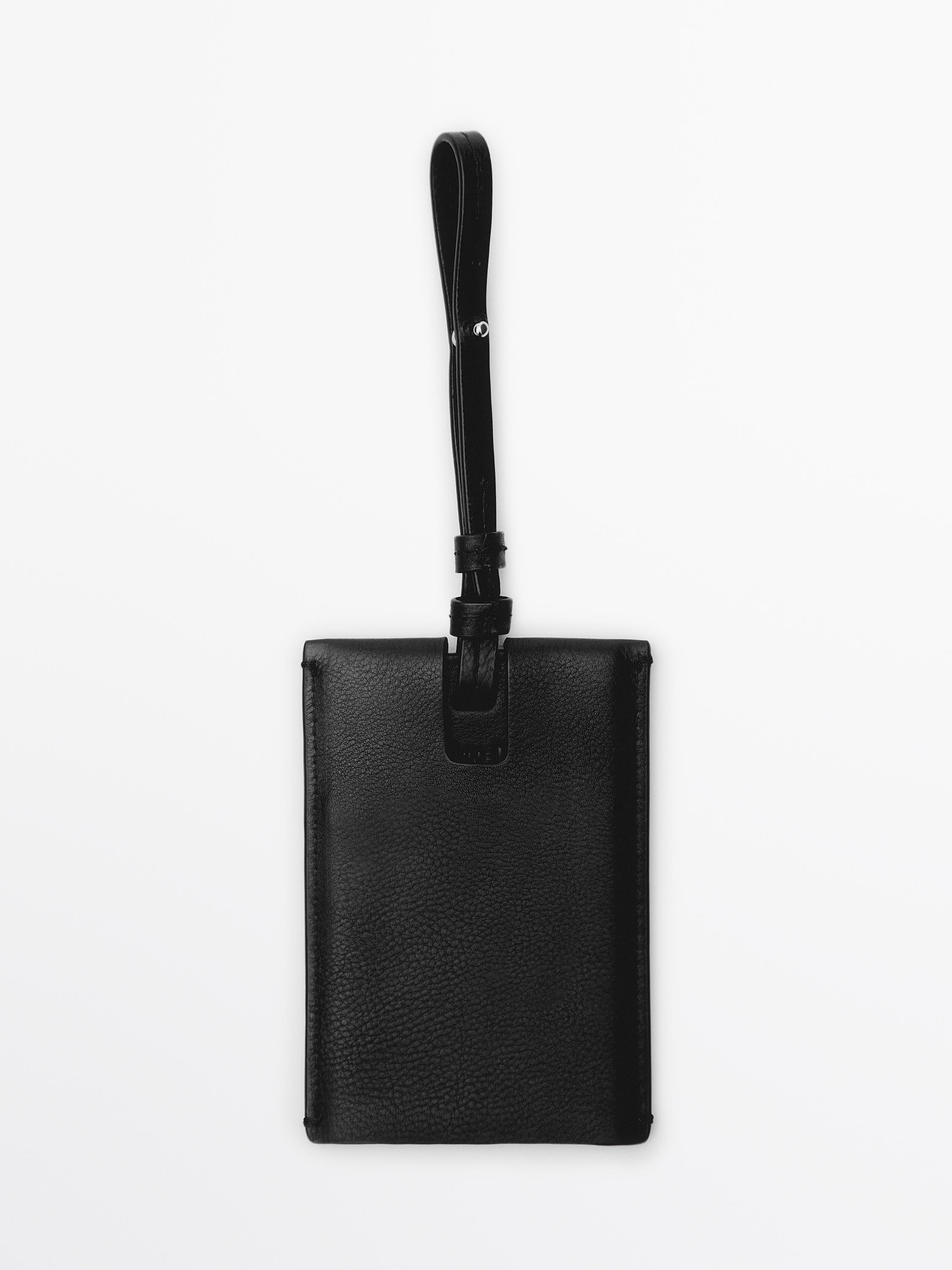 Nappa leather travel tag — BLACK