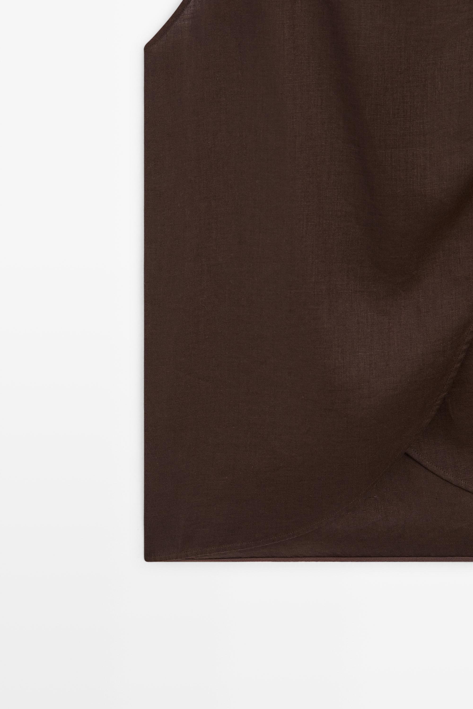 Massimo Dutti %100 keten dökümlü halter top görsel 8