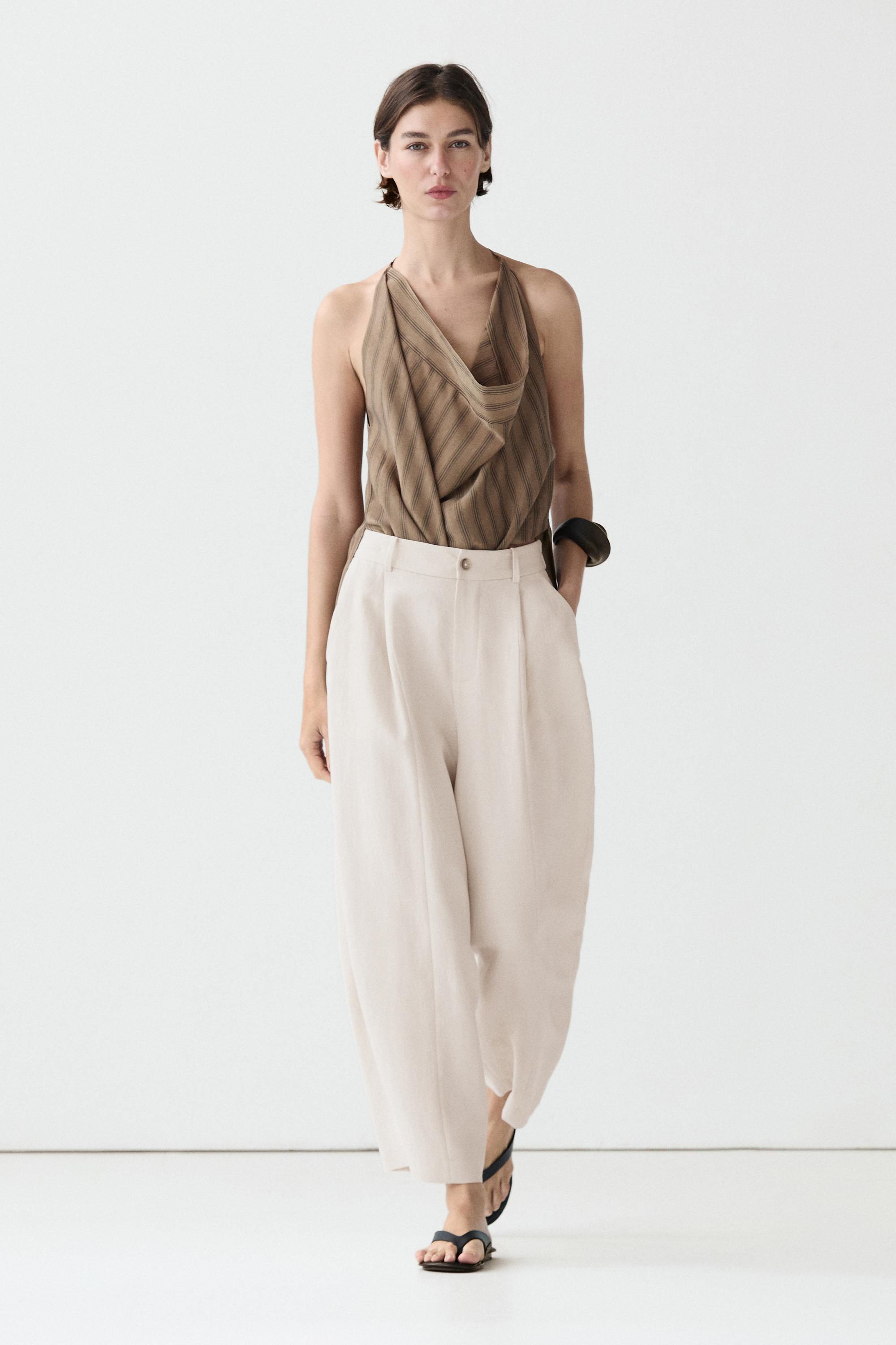 Flowing pants with elasticated waistband — CREAM