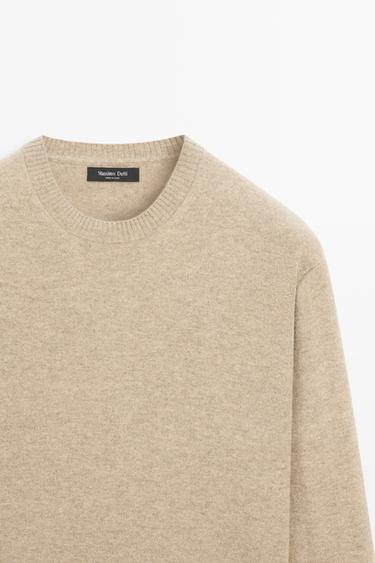 Wool blend round neck knit sweater — Washed 4