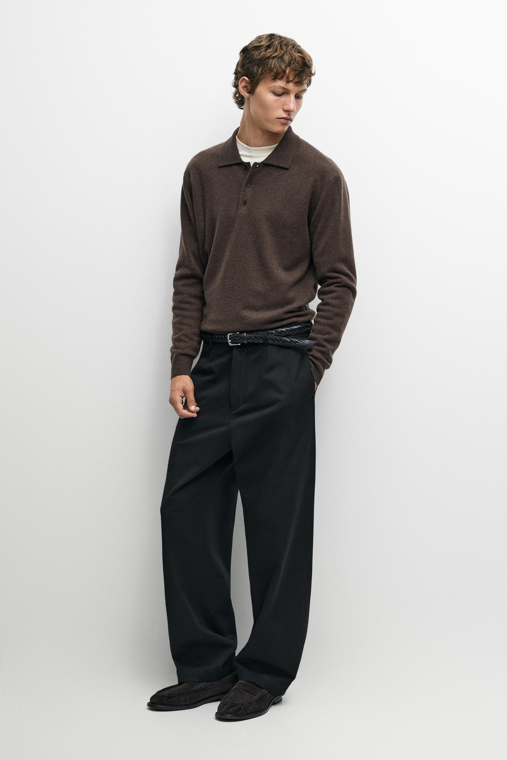Wool cashmere blend polo sweater