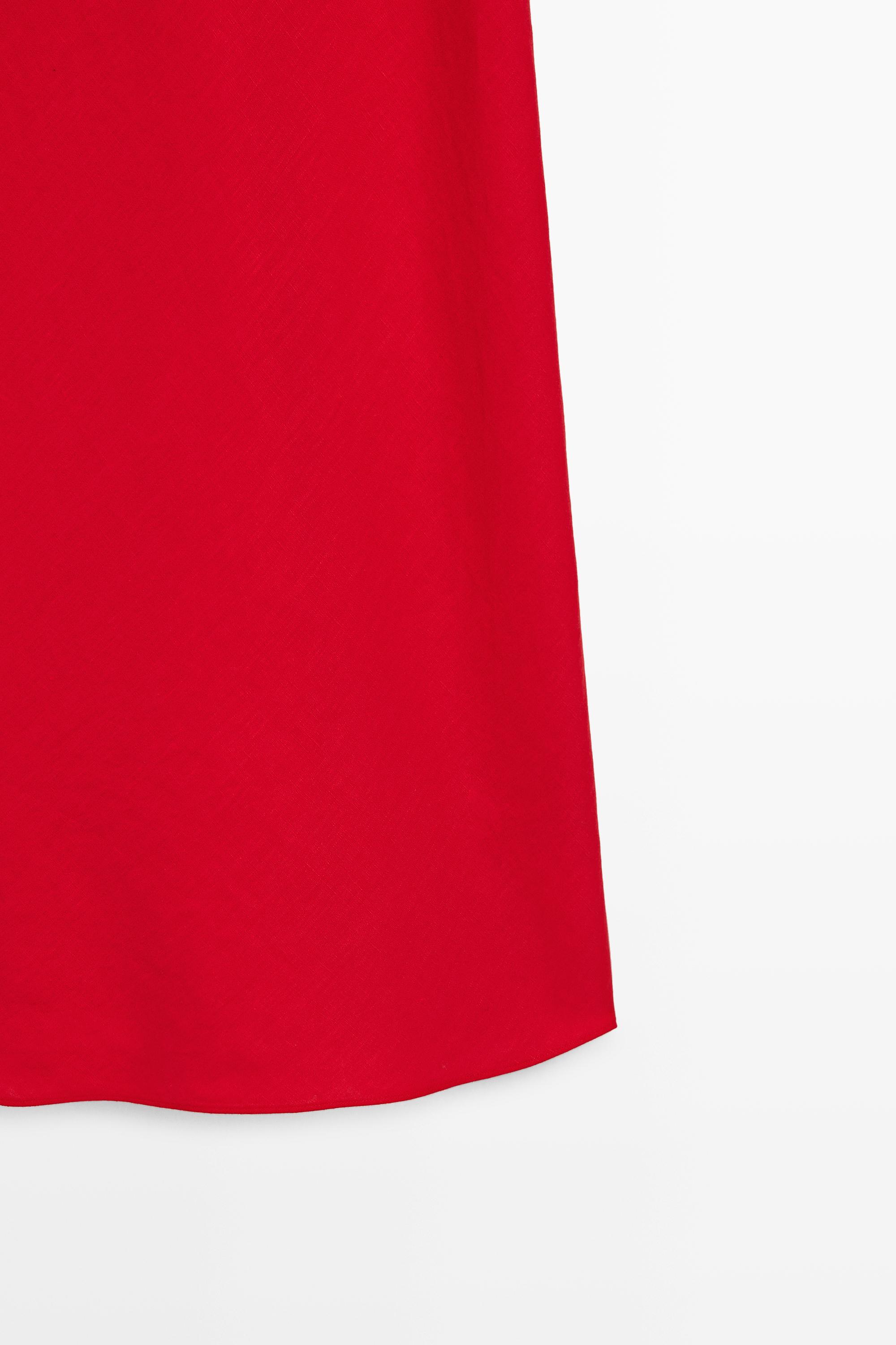 massimo dutti red linen dress Linen maxi dress Massimo Dutti Red size L International in Linen