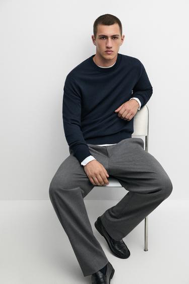 Cotton blend knit sweater — Dark blue 8