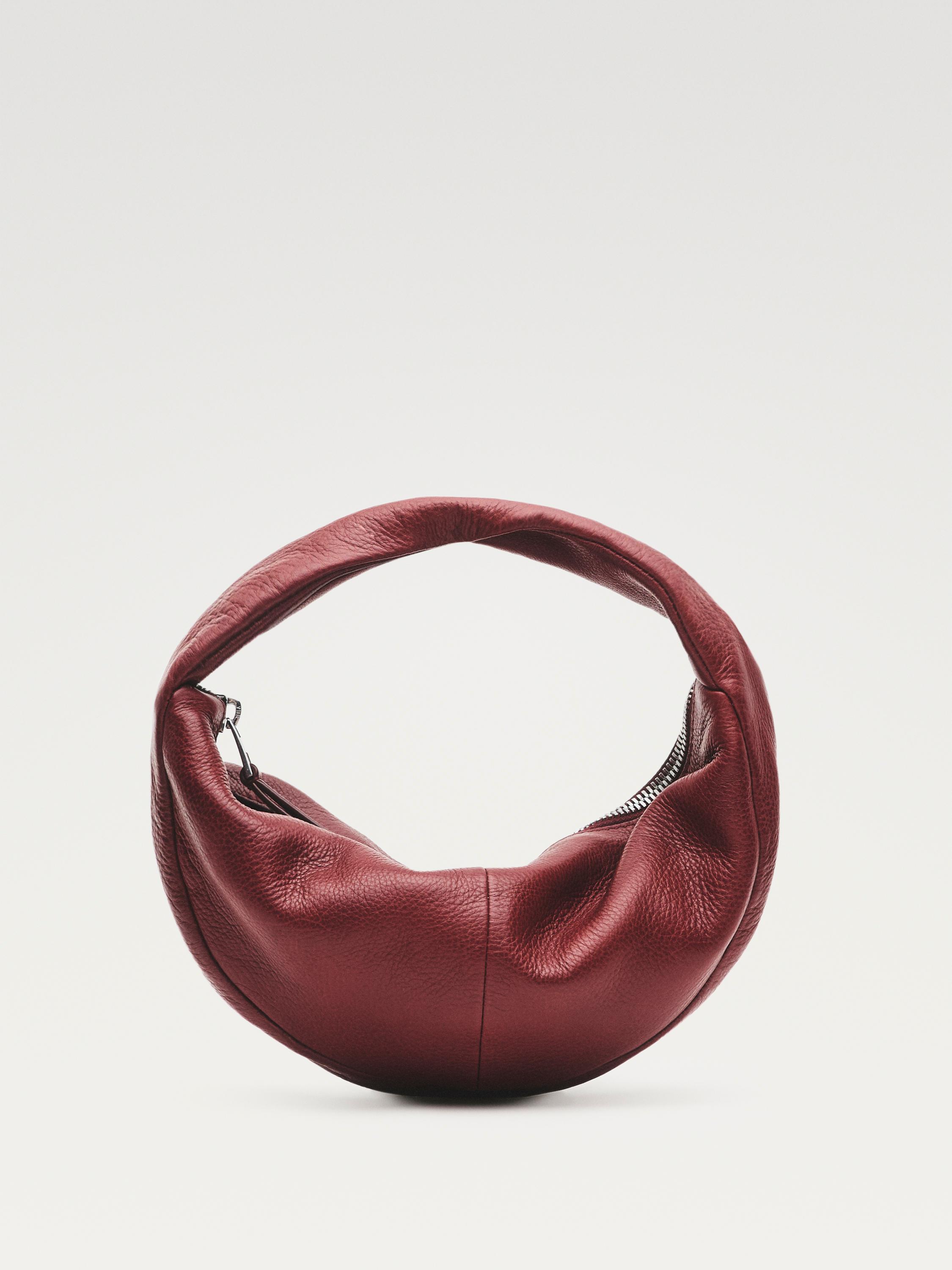Mini nappa leather half-moon bag — RED