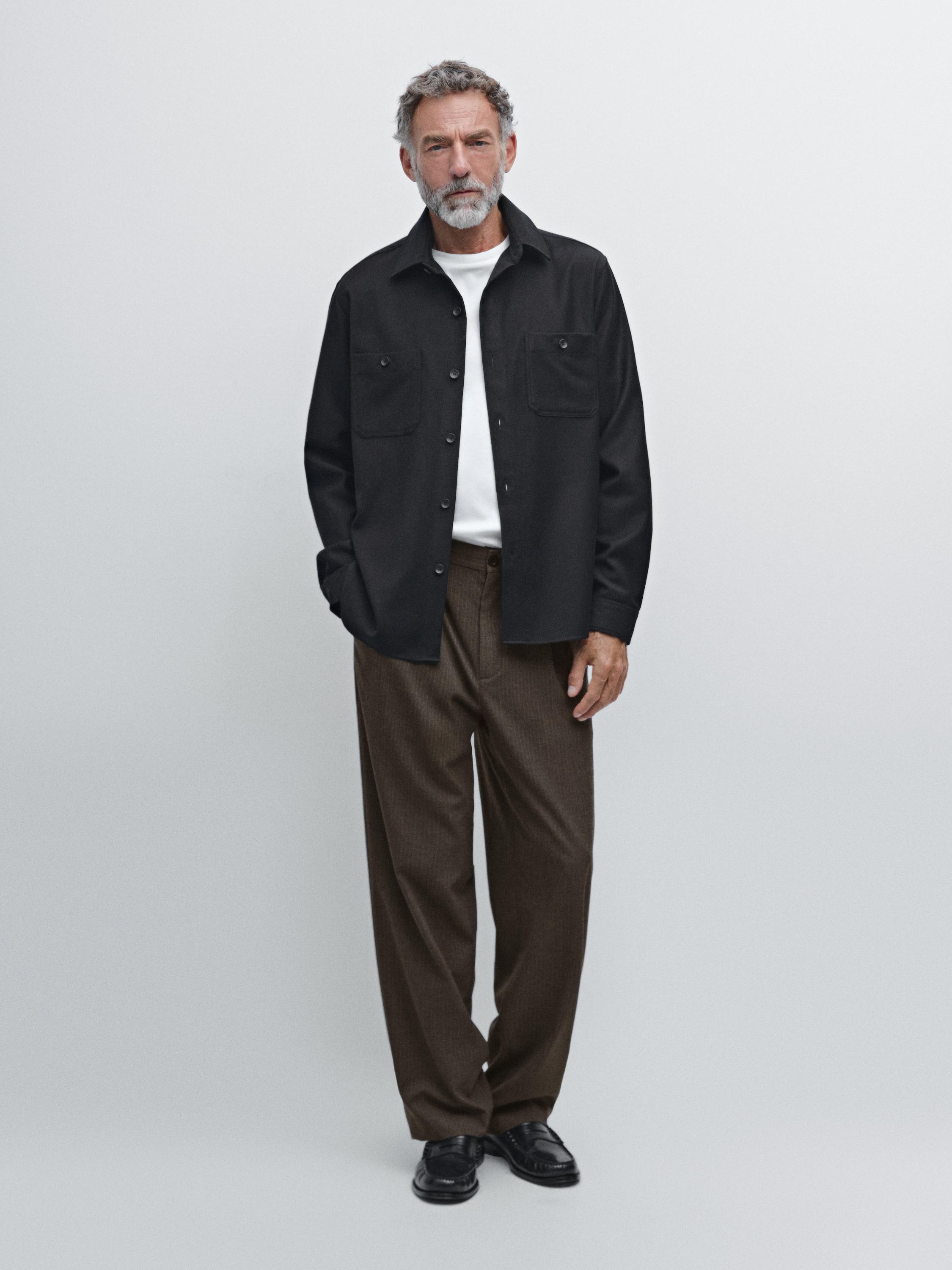 100% wool flannel overshirt